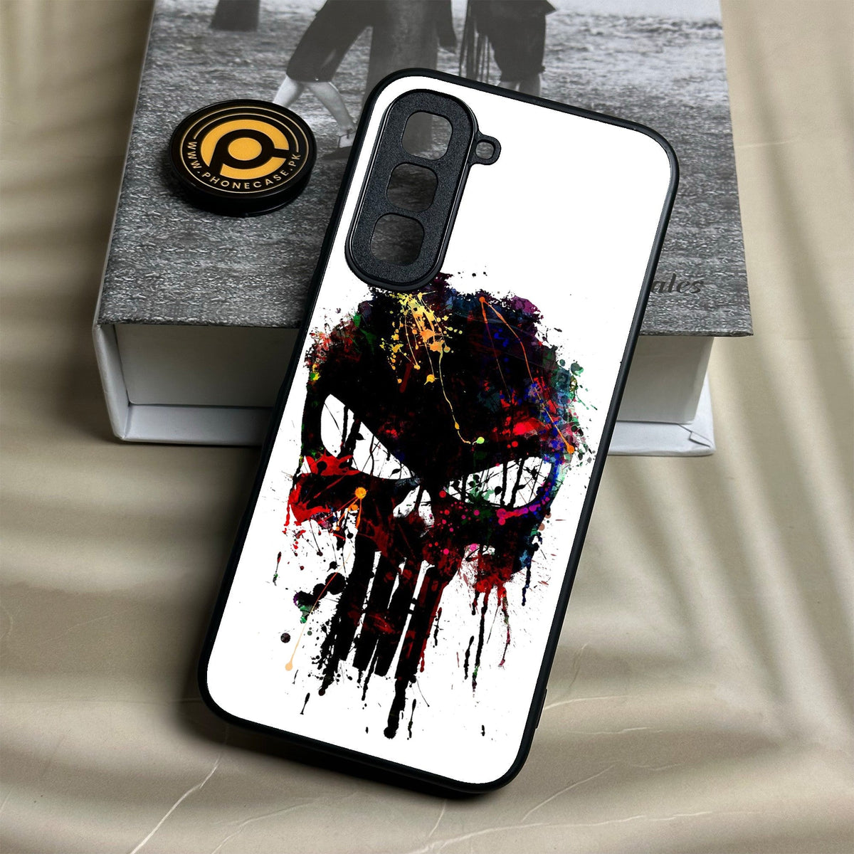 Infinix Hot 70 - Punisher Skull Design - Premium Metal Printed Soft Bumper Shock Proof Case