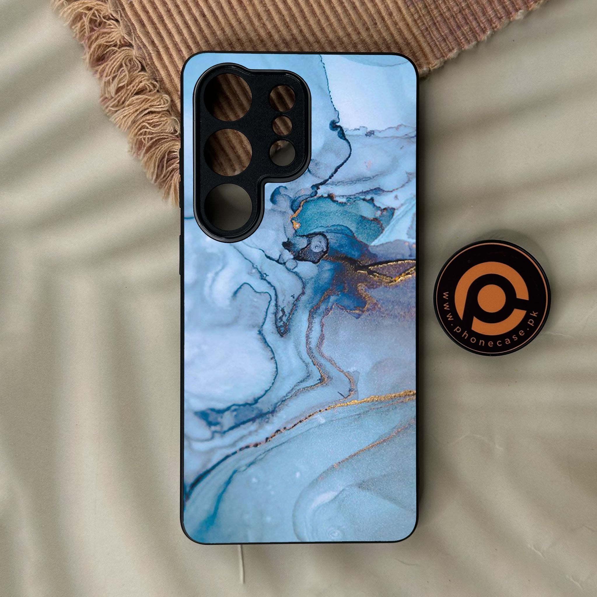 Galaxy S26 Ultra - Blue Marble Design 1 - Premium Metal Printed Soft Bumper Shock Proof Case