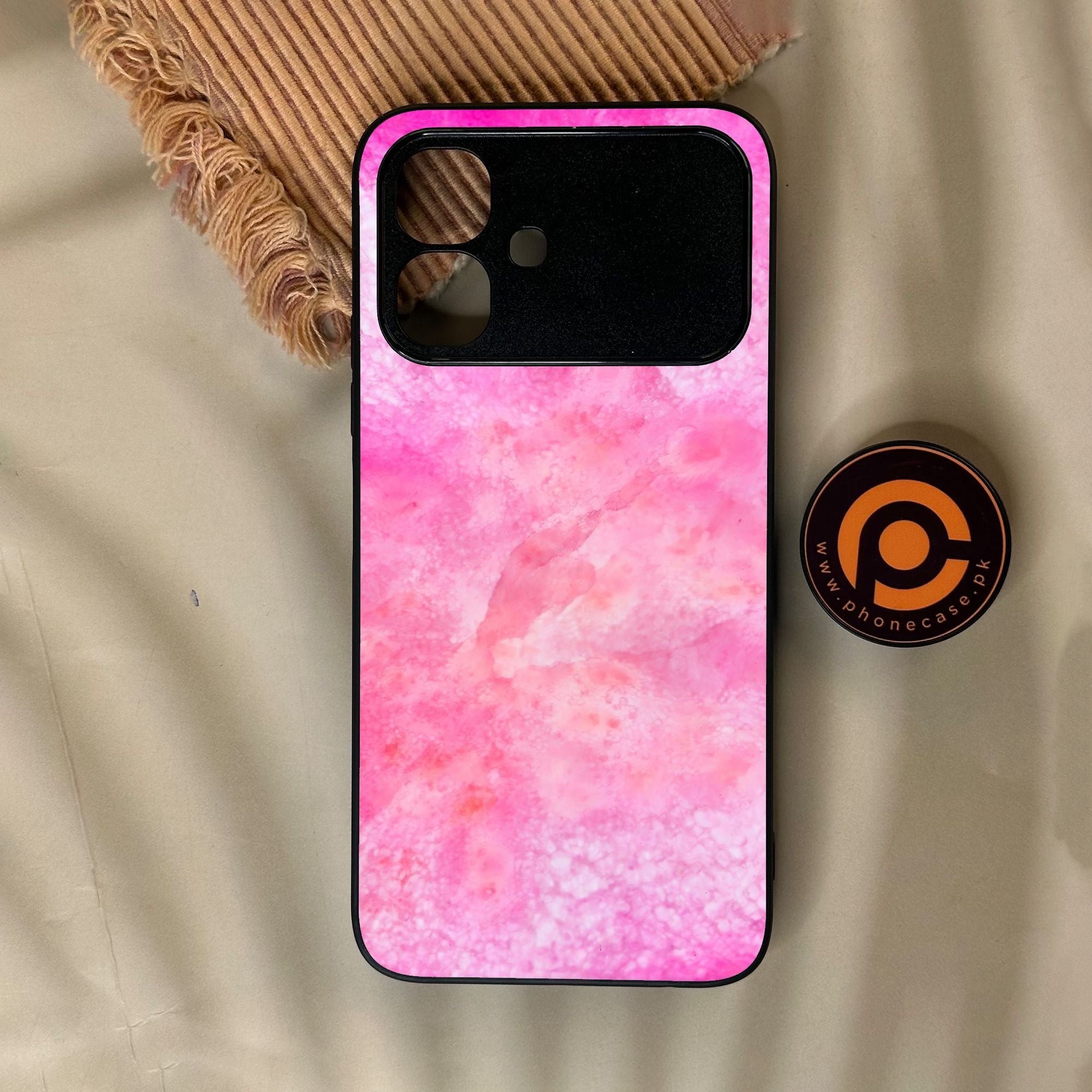 Infinix Smart 20 - Pink Marble 2.0 Design 5 - Premium Metal Printed Soft Bumper Shock Proof Case