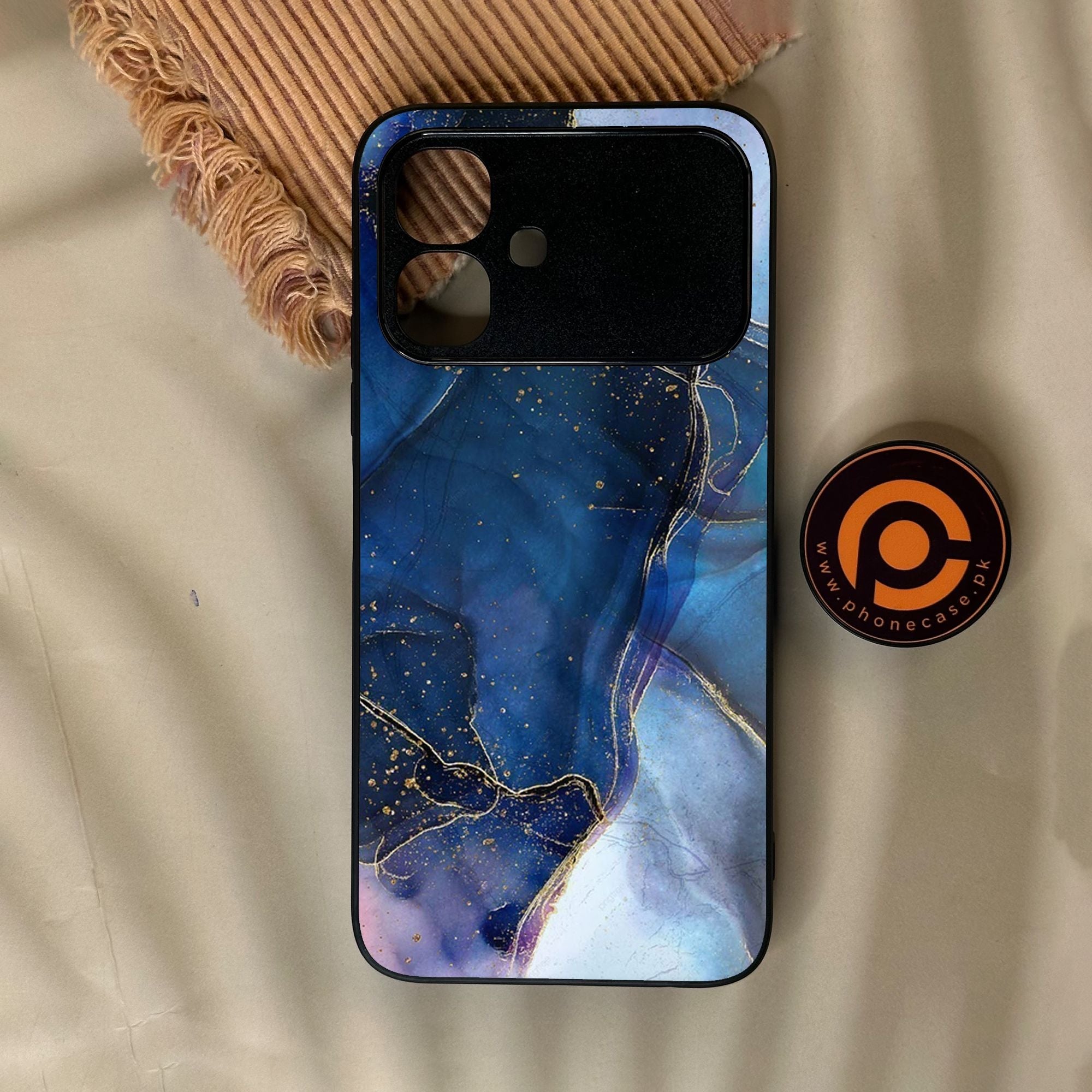 Infinix Smart 20 - Blue Marble Design 7 - Premium Metal Printed Soft Bumper Shock Proof Case