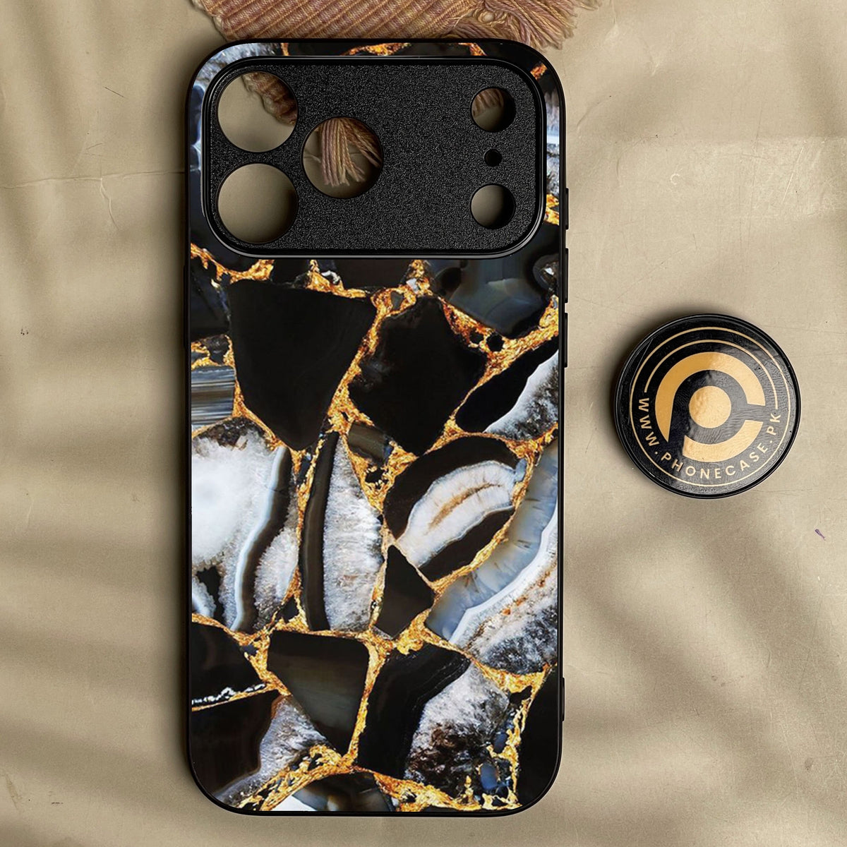 Iphone 18 Pro - Black Marble Design 5 - Premium Metal Printed Soft Bumper Shock Proof Case