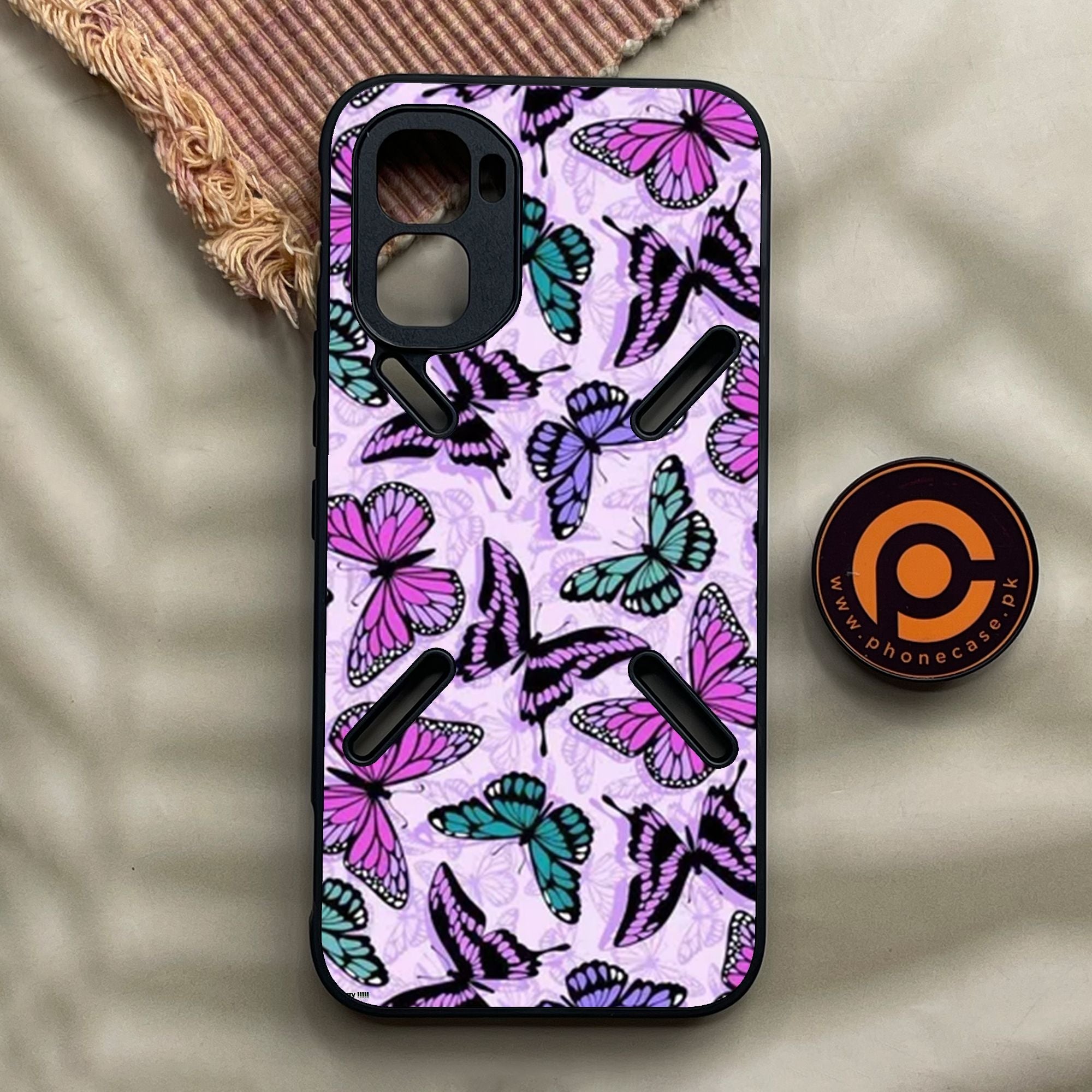 Infinix GT 50 Pro - Butterflies Design 10 - Premium Metal Printed Soft Bumper Shock Proof Case