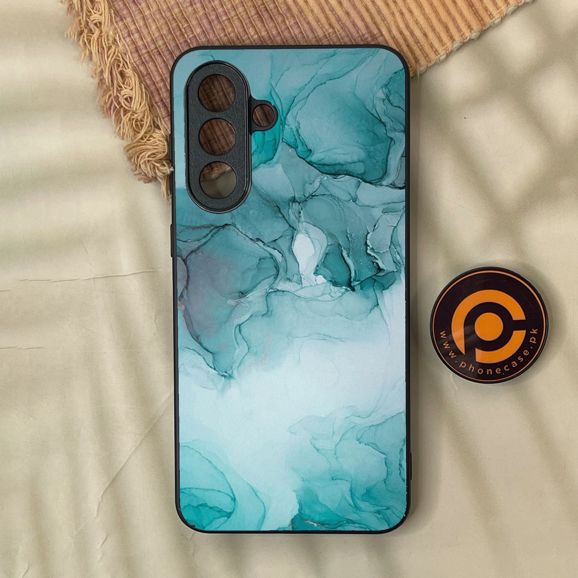 Samsung Galaxy A57 - Blue Marble Design 3 - Premium Metal Printed Soft Bumper Shock Proof Case
