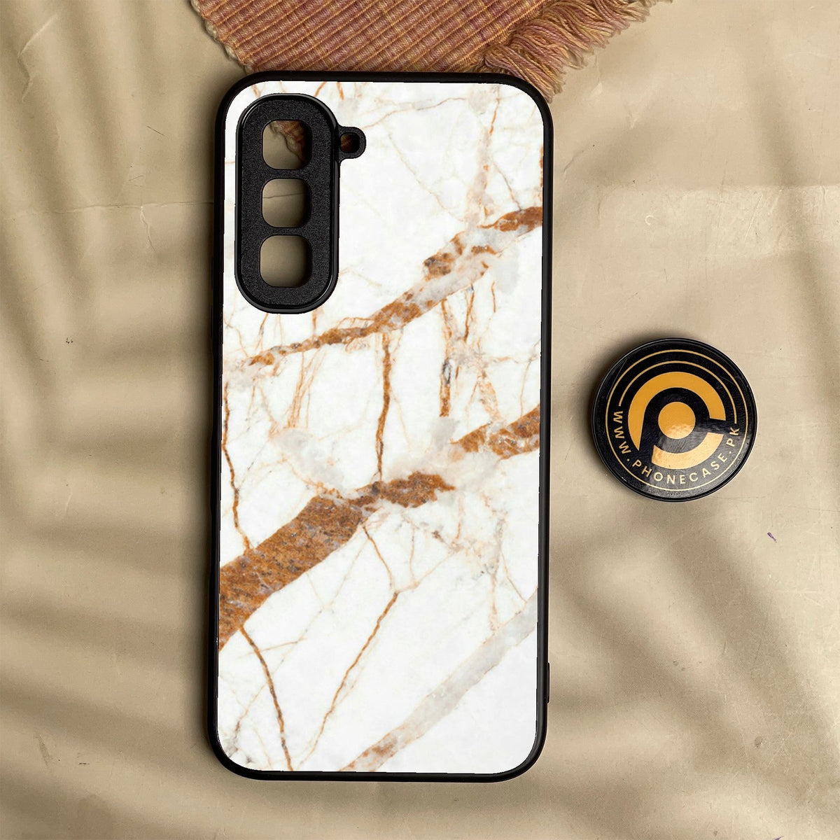 Infinix Hot 70 - White Design 4 - Premium Metal Printed Soft Bumper Shock Proof Case