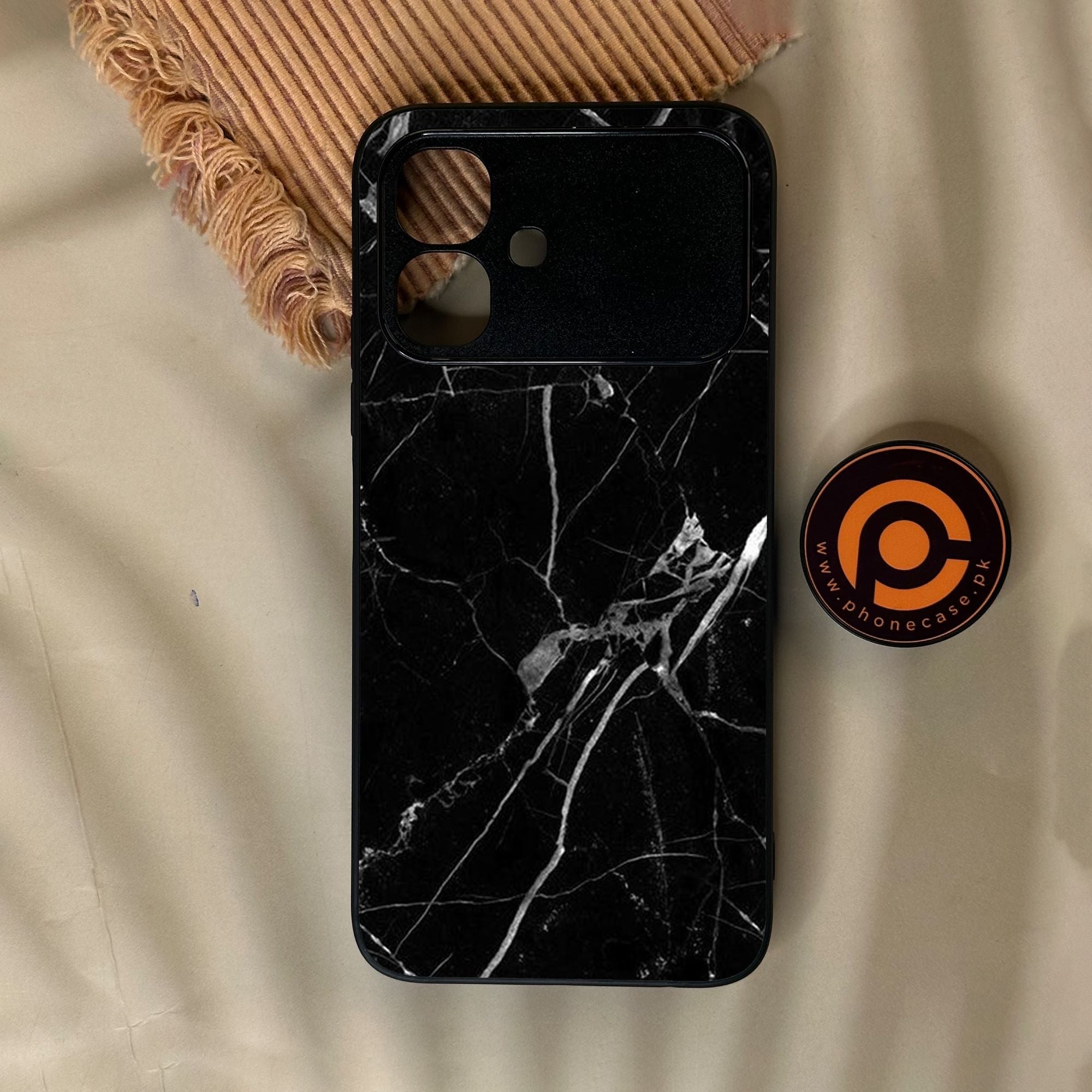 Infinix Smart 20 - Black Marble Design 2 - Premium Metal Printed Soft Bumper Shock Proof Case