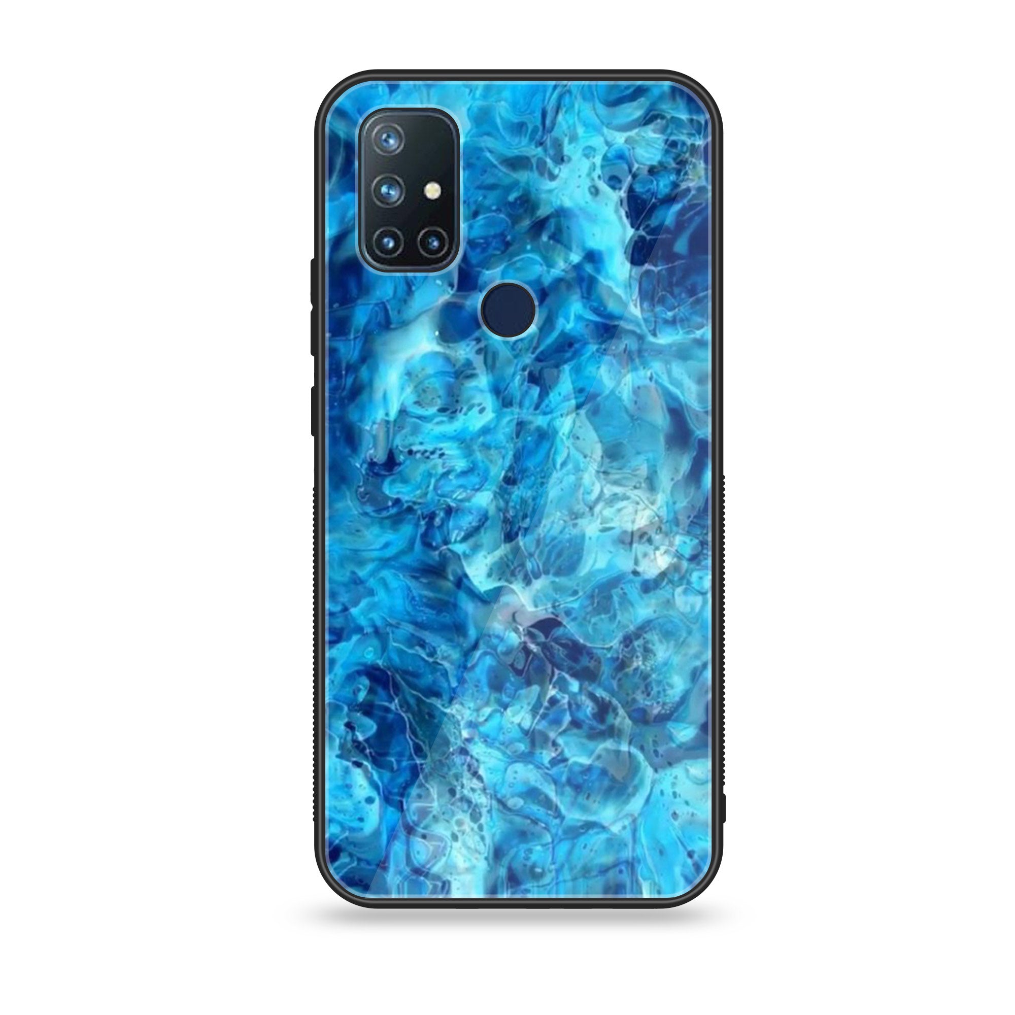OnePlus Nord N10- Blue Marble Series - Premium Printed Glass soft Bumper shock Proof Case