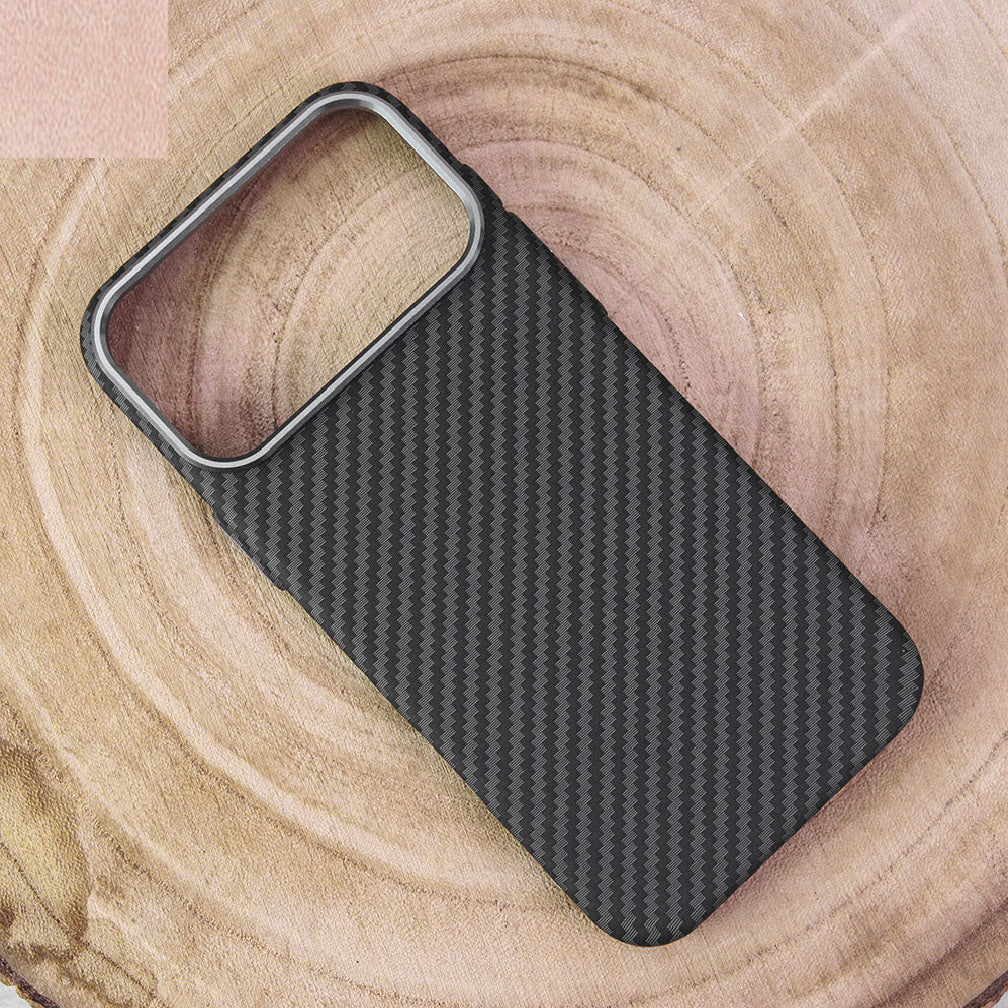 iPhone 17 Pro Max Cover Premium Piblue Carbon Fiber Texture Ultra Thin Shell Case With Metal Camera Ring Borders