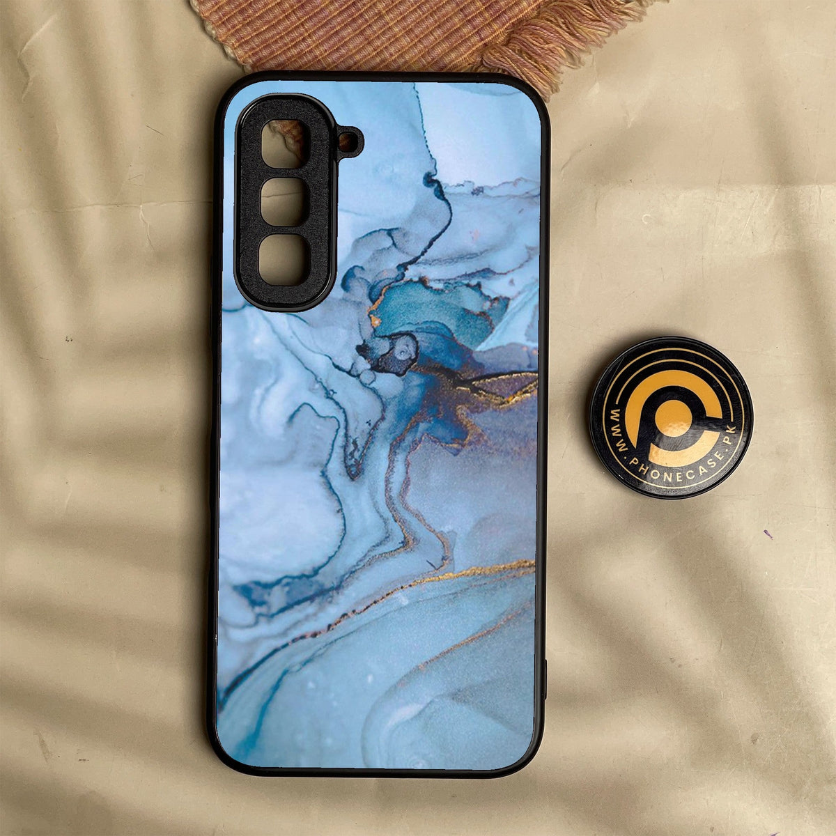 Infinix Hot 70 - Blue Marble Design 1 - Premium Metal Printed Soft Bumper Shock Proof Case