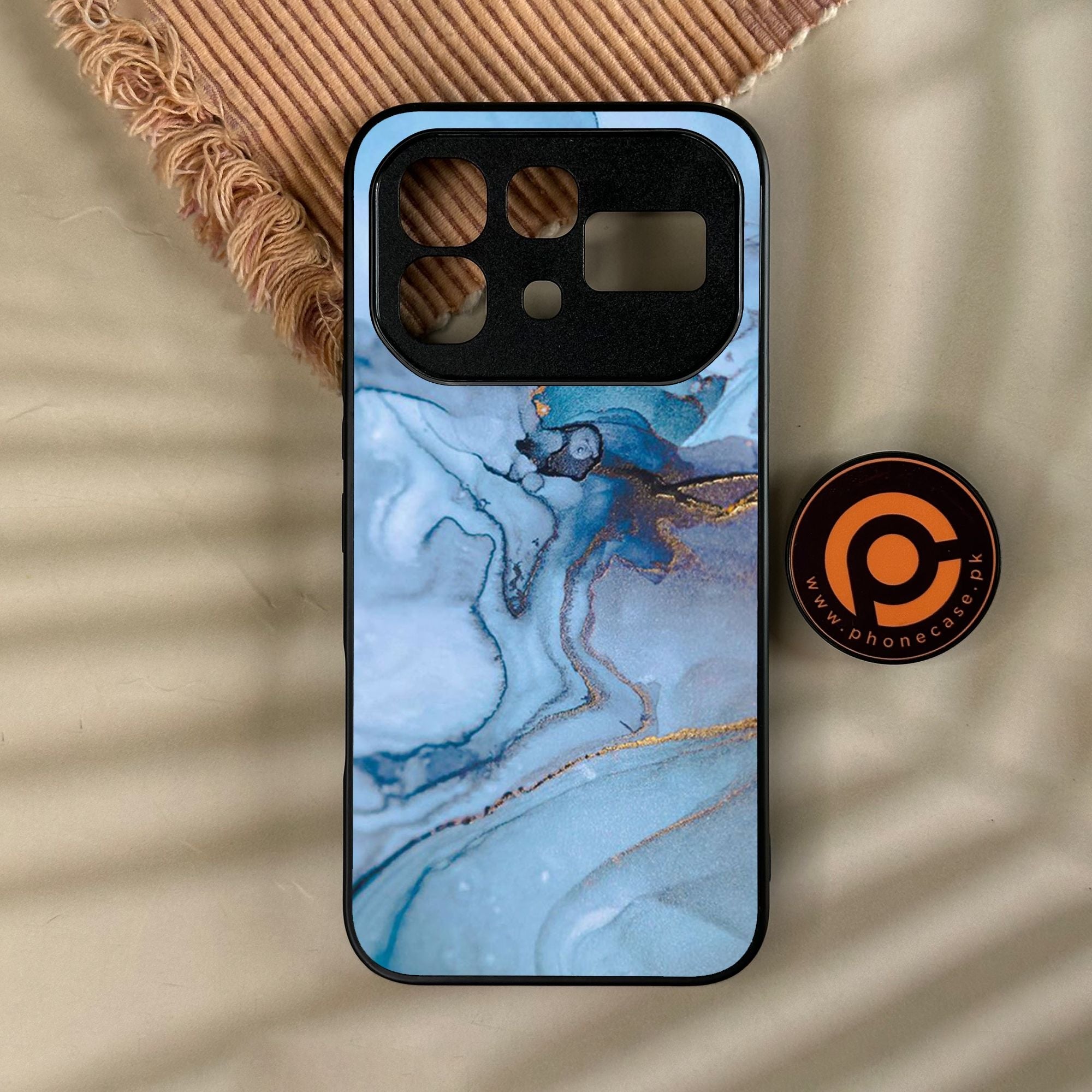Infinix Note 60 Pro - Blue Marble Design 1 - Premium Metal Printed Soft Bumper Shock Proof Case