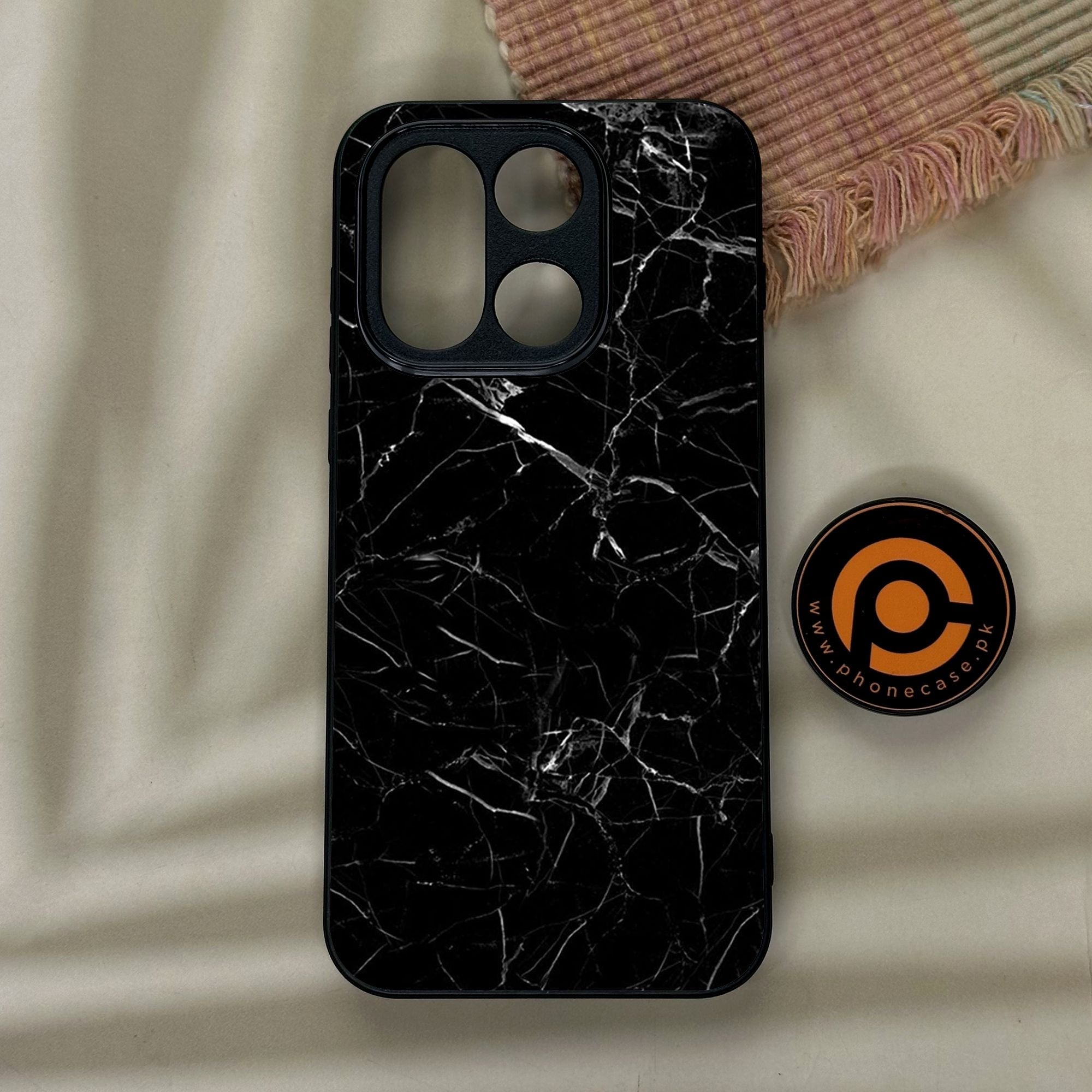 OnePlus 15 - Black Marble Design 1 - Premium Metal Printed Soft Bumper Shock Proof Case