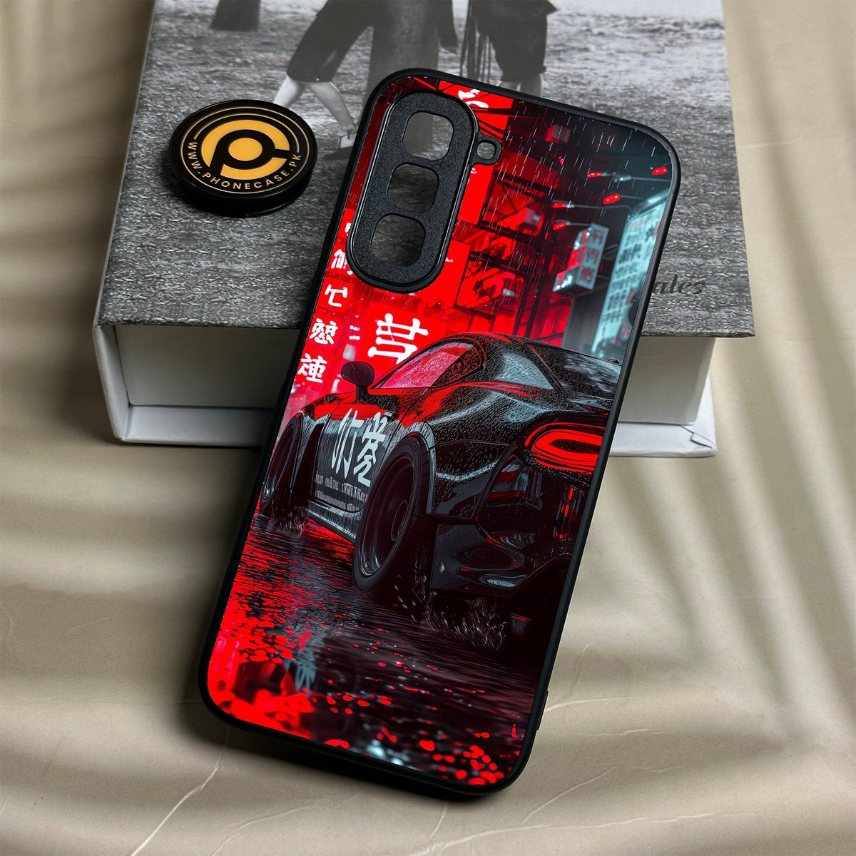 Infinix Hot 70 - Tokyo Dark Night Racing Car - Premium Metal Printed Soft Bumper Shock Proof Case