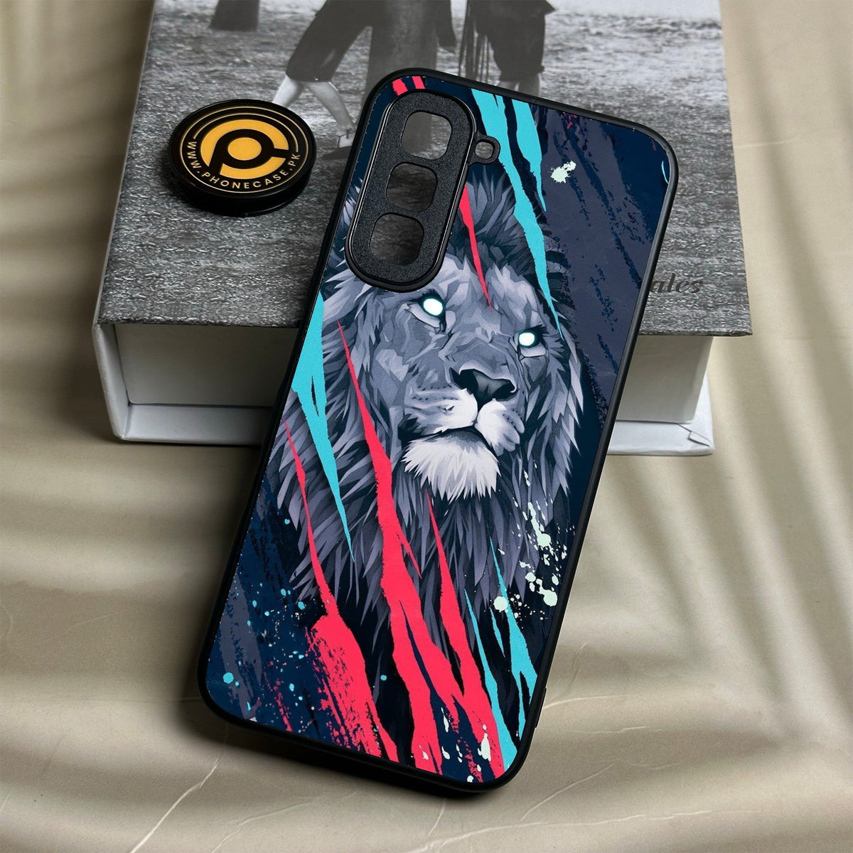 Infinix Hot 70 - Abstract Animated Lion - Premium Metal Printed Soft Bumper Shock Proof Case