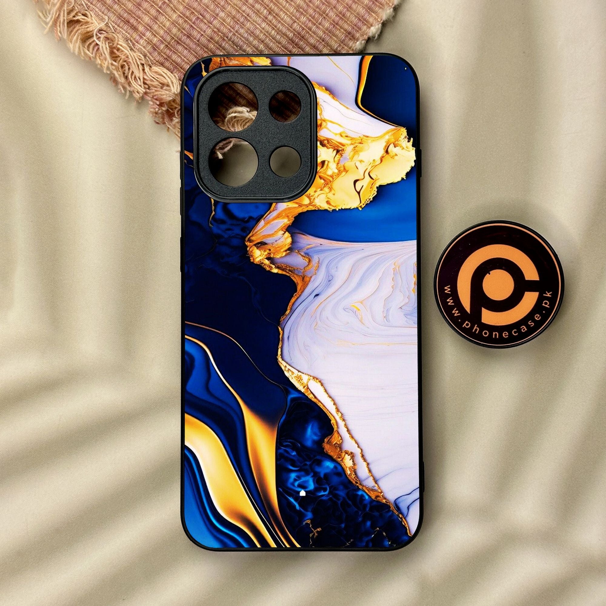 OnePlus 13s - Blue Golden Marble - Premium Metal Printed Soft Bumper Shock Proof Case