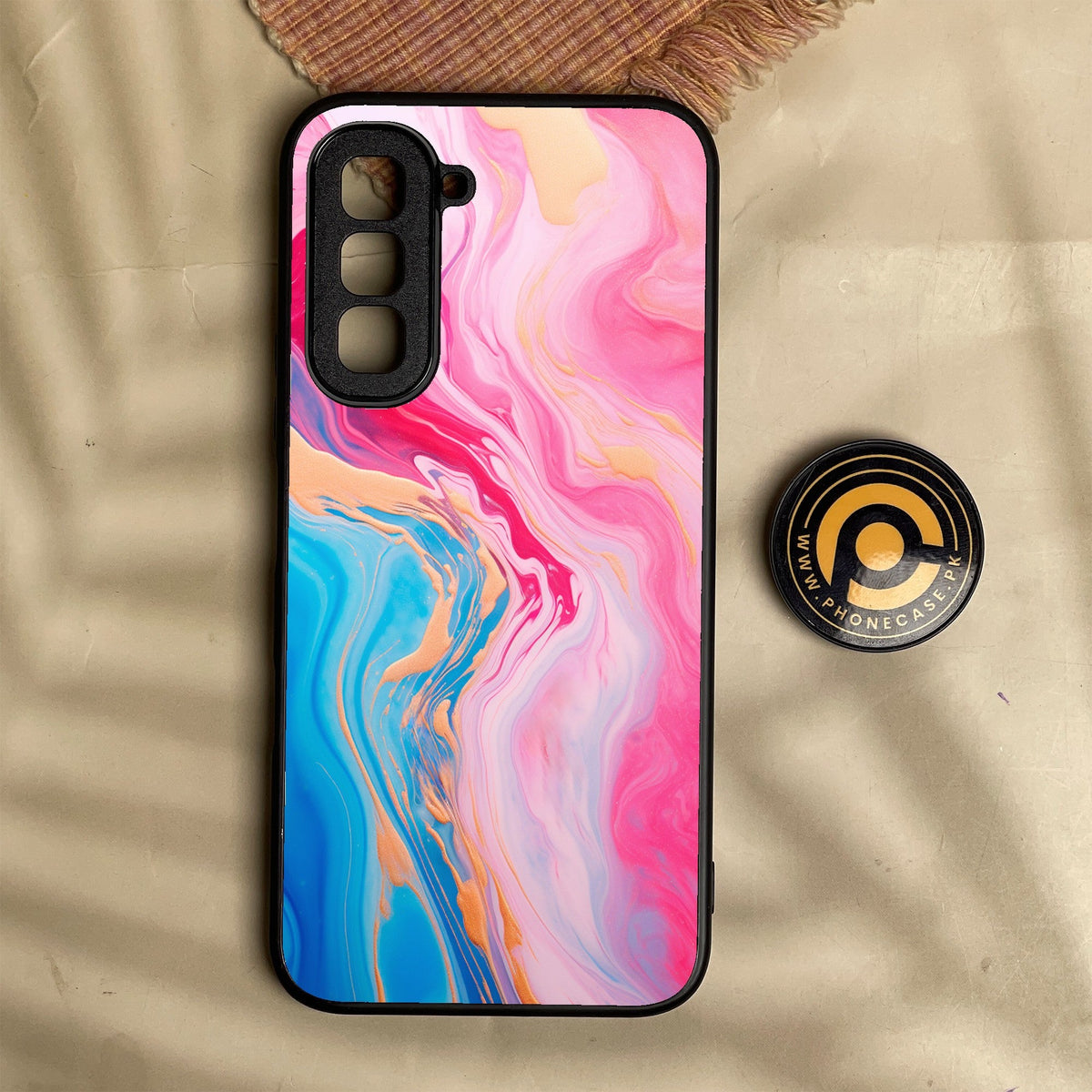 Infinix Hot 70 - Pink Marble 2.0 Design 3 - Premium Metal Printed Soft Bumper Shock Proof Case
