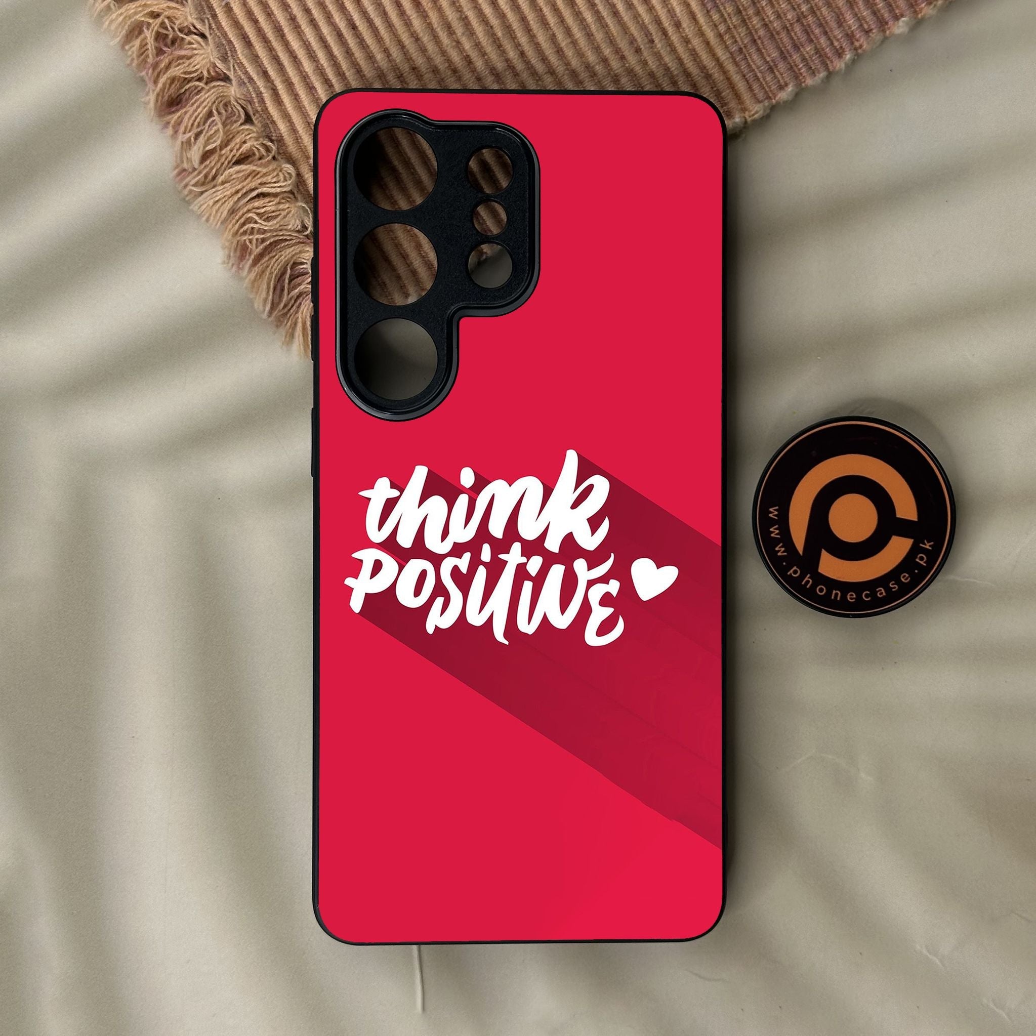 Galaxy S26 Ultra - Think Positive Design - Premium Metal Printed Soft Bumper Shock Proof Case