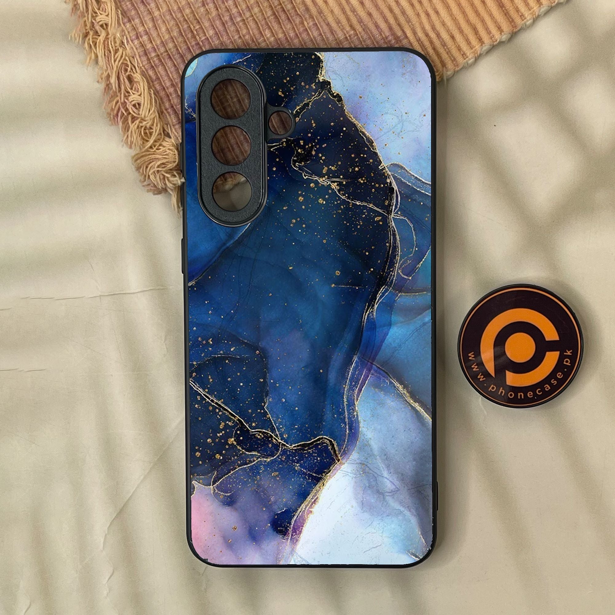 Samsung Galaxy A37 - Blue Marble Design 7 - Premium Metal Printed Soft Bumper Shock Proof Case