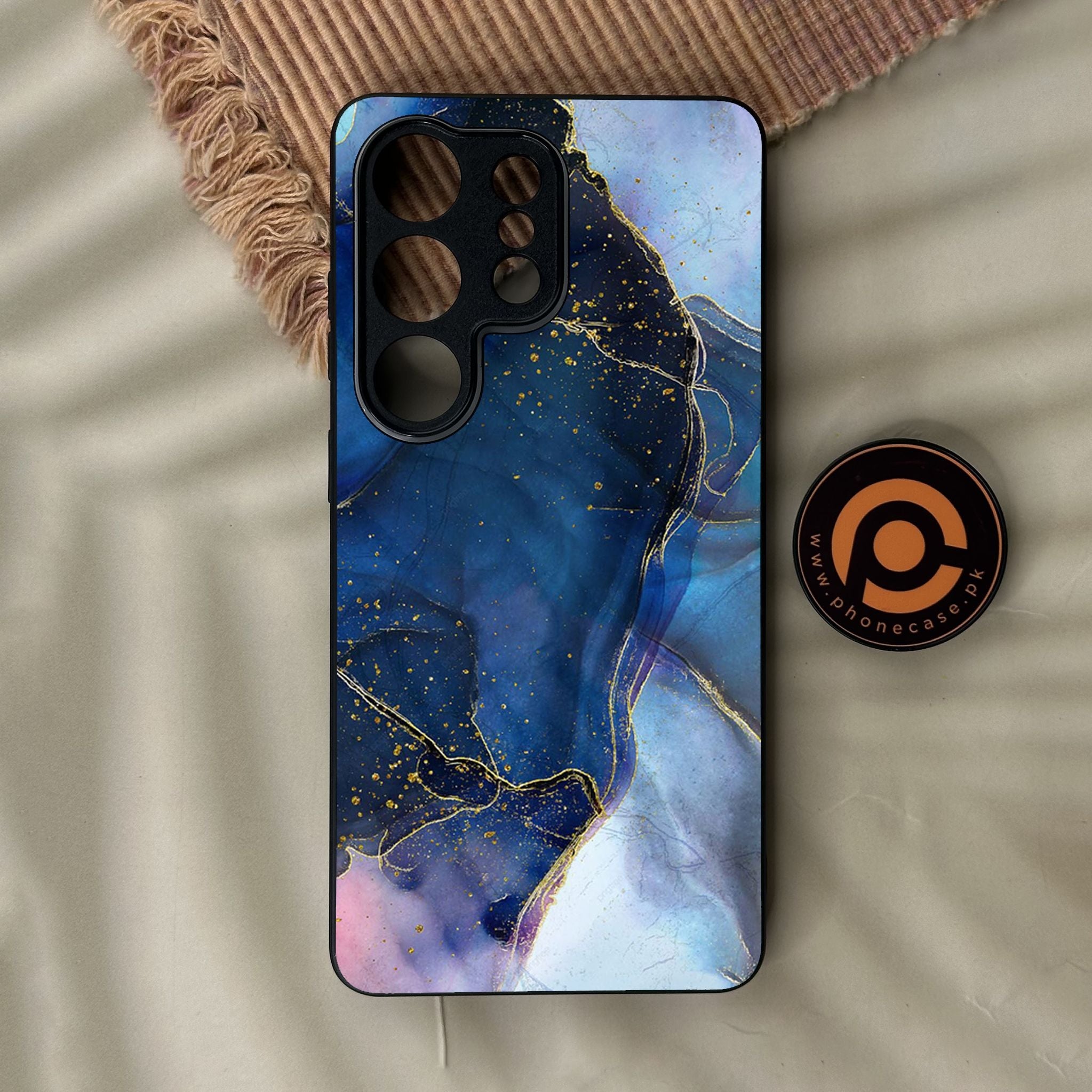Galaxy S26 Ultra - Blue Marble Design 7 - Premium Metal Printed Soft Bumper Shock Proof Case
