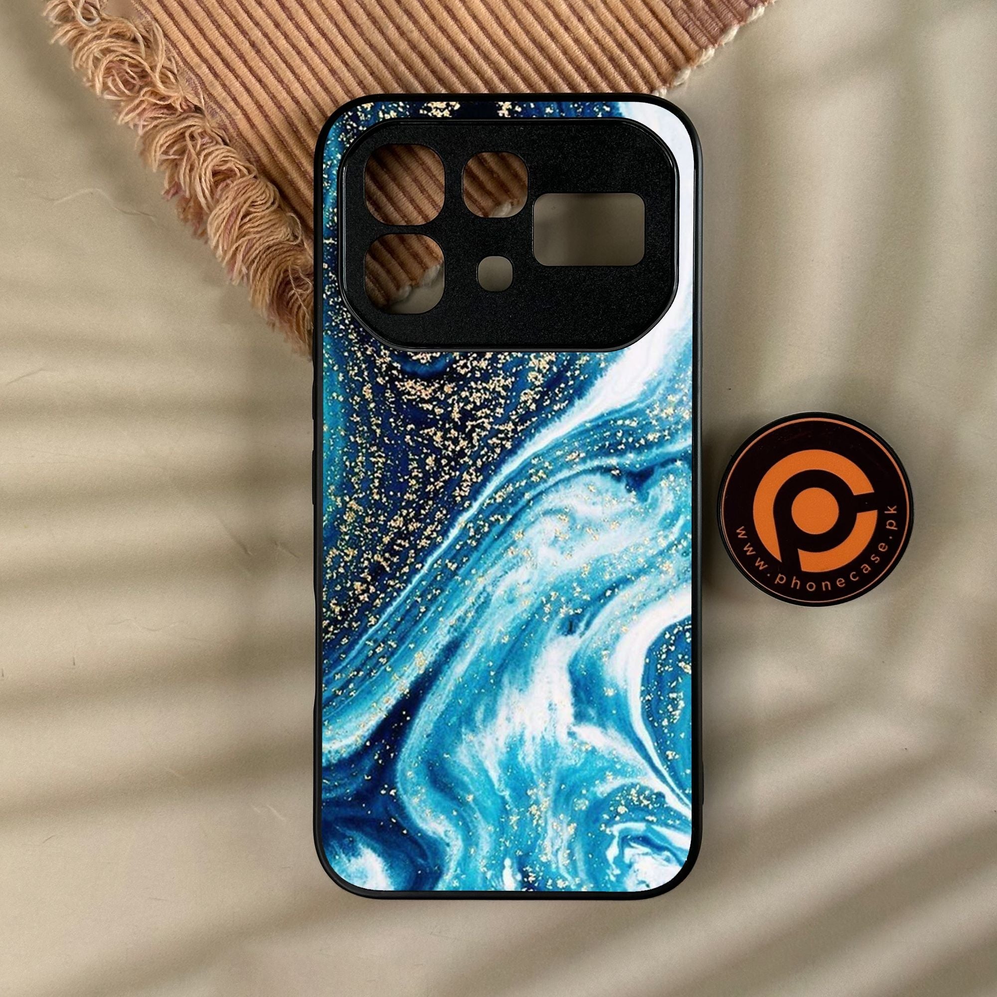 Infinix Note 60 - Blue Marble Design 5 - Premium Metal Printed Soft Bumper Shock Proof Case