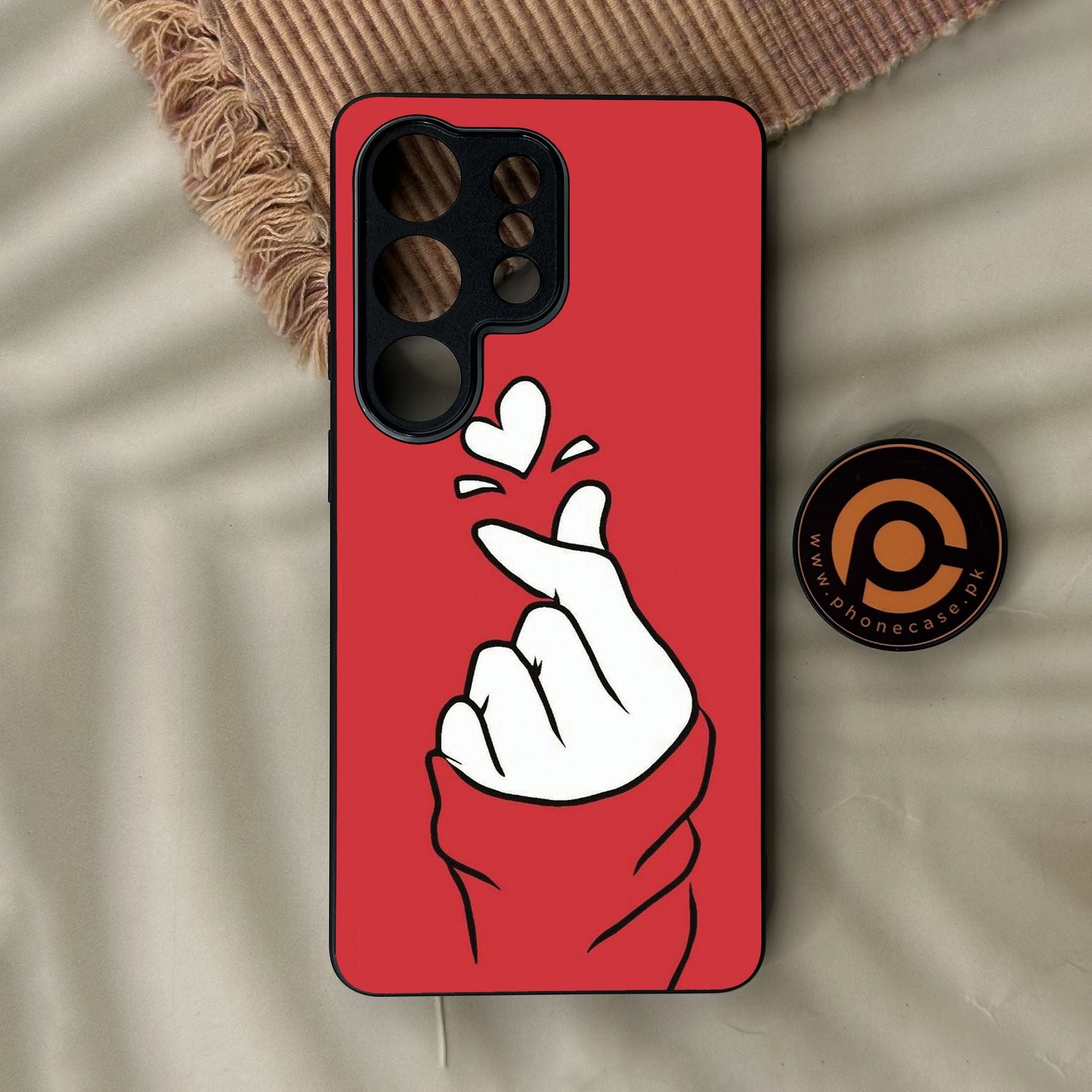 Galaxy S26 Ultra - Finger Heart Bts - Premium Metal Printed Soft Bumper Shock Proof Case