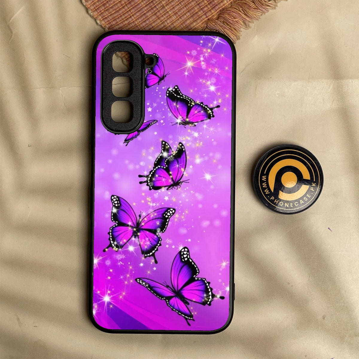 Infinix Hot 70 - Butterflies Design 8 - Premium Metal Printed Soft Bumper Shock Proof Case