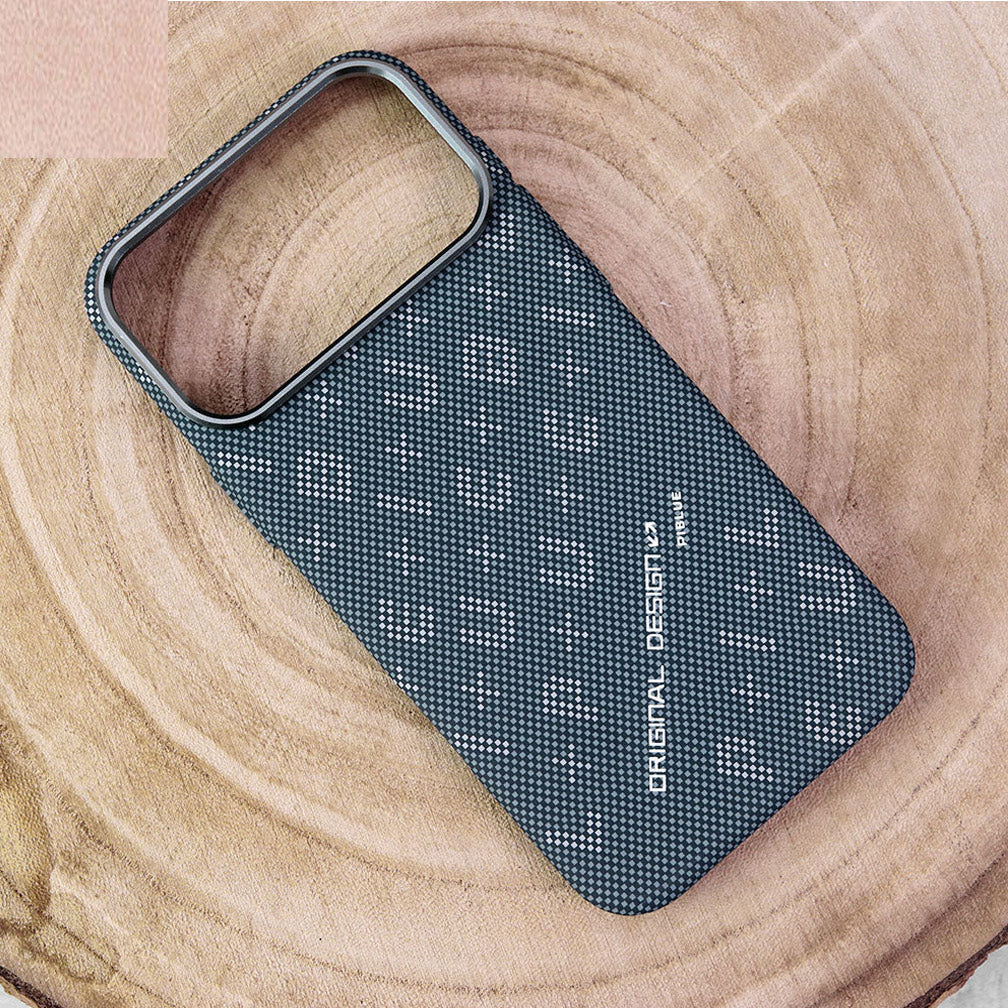 iPhone 17 Pro Max Cover Premium Piblue Carbon Fiber Texture Ultra Thin Shell Case With Metal Camera Ring Borders