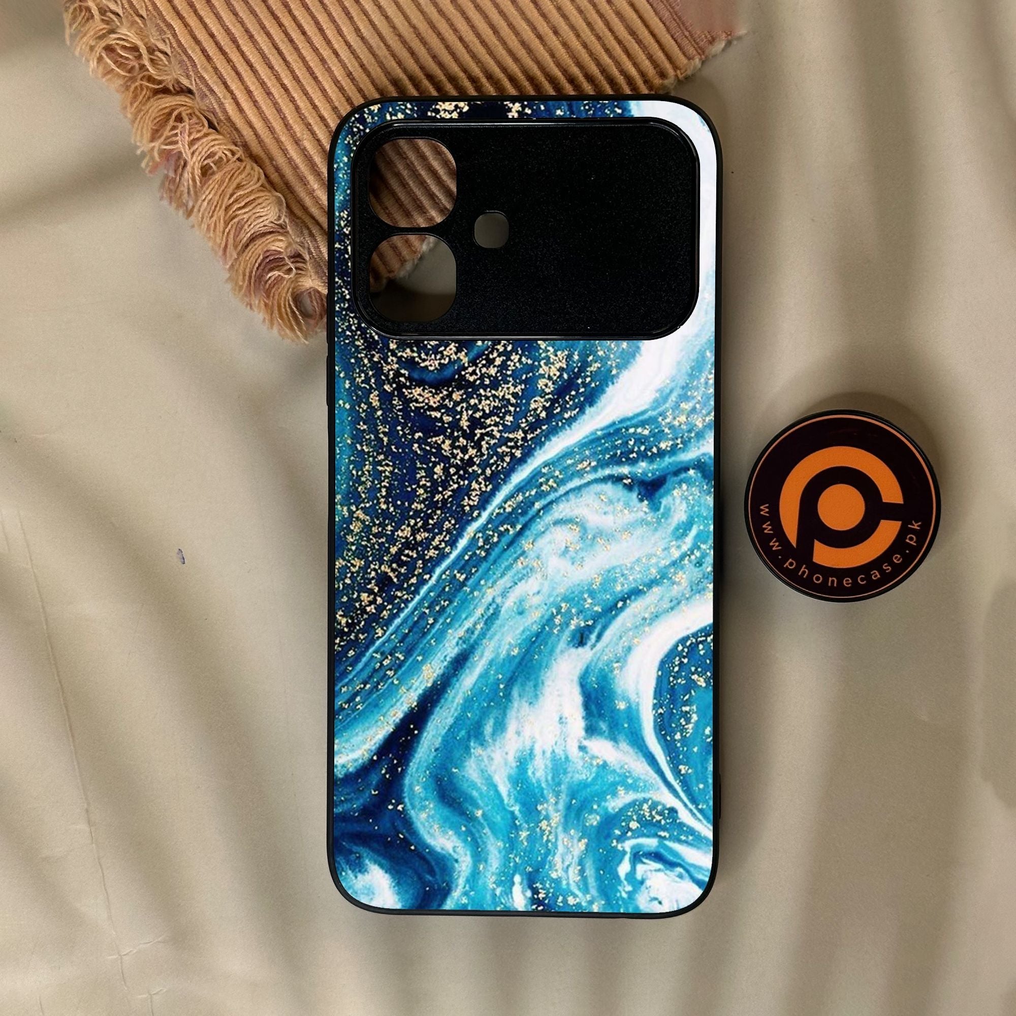 Infinix Smart 20 - Blue Marble Design 5 - Premium Metal Printed Soft Bumper Shock Proof Case
