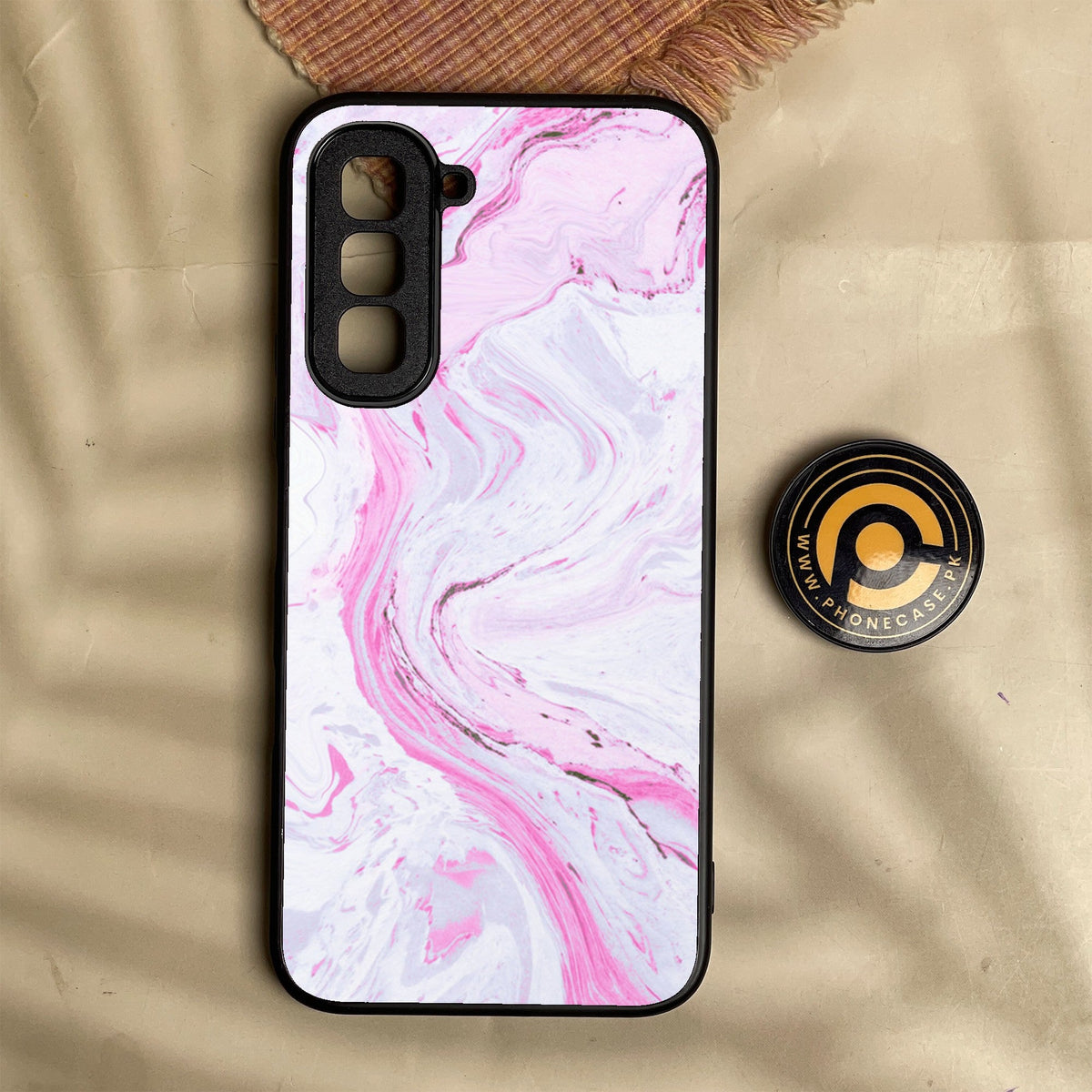 Infinix Hot 70 - Pink Design 1 - Premium Metal Printed Soft Bumper Shock Proof Case