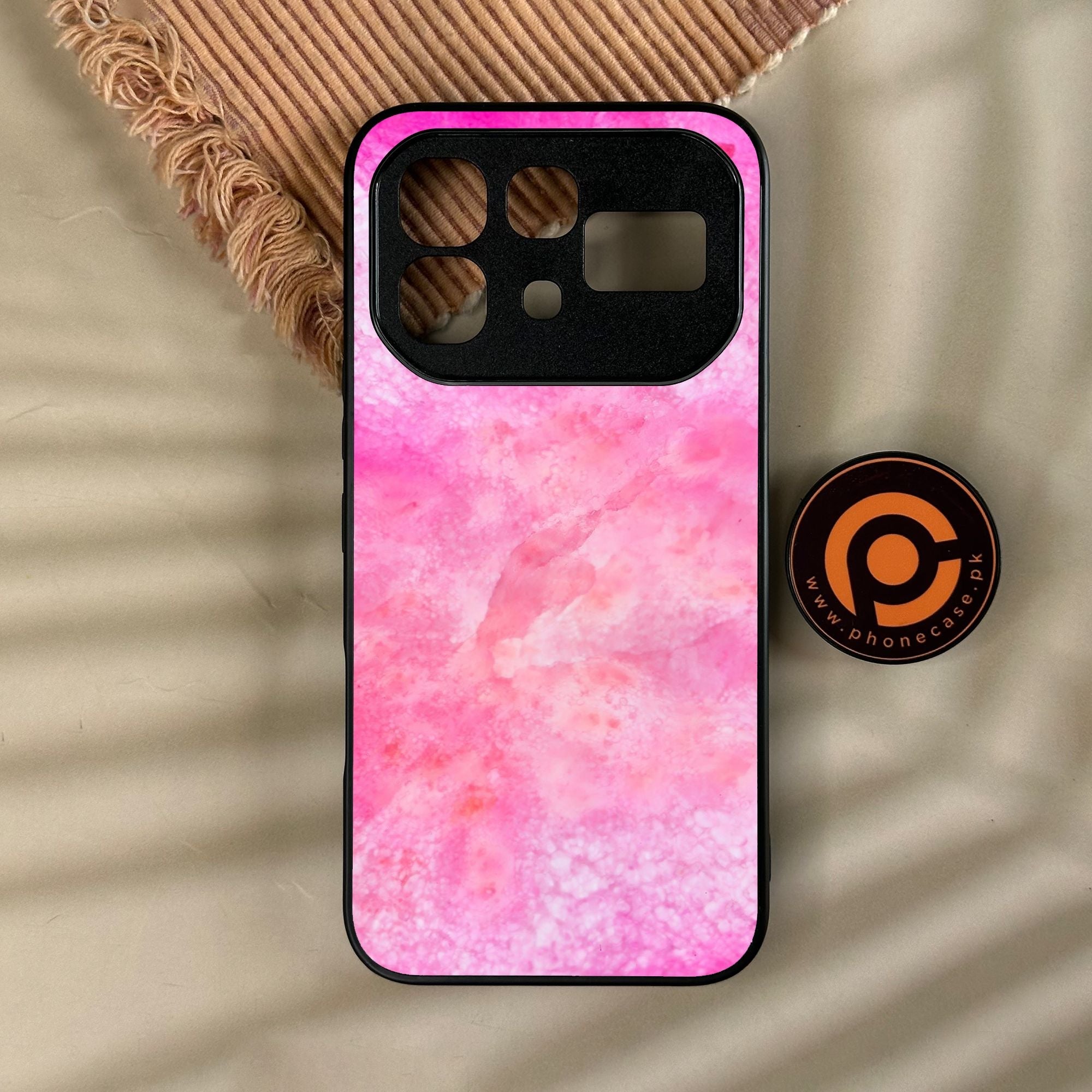 Infinix Note 60 - Pink Marble 2.0 Design 5 - Premium Metal Printed Soft Bumper Shock Proof Case