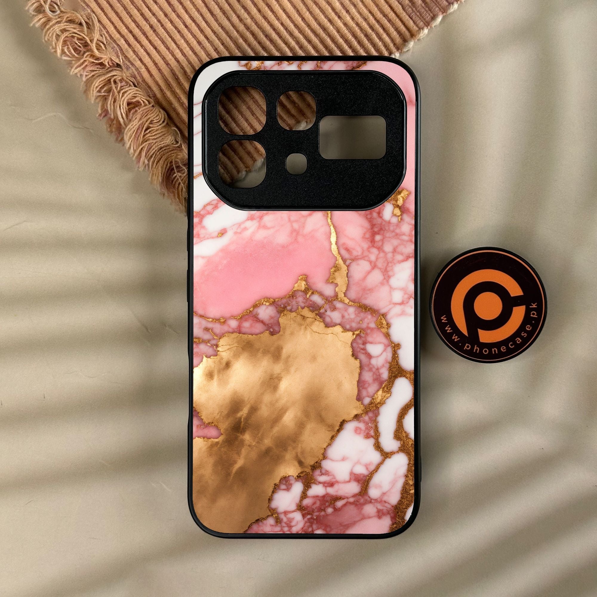 Infinix Note 60 - Pink Marble 2.0 Design 7 - Premium Metal Printed Soft Bumper Shock Proof Case