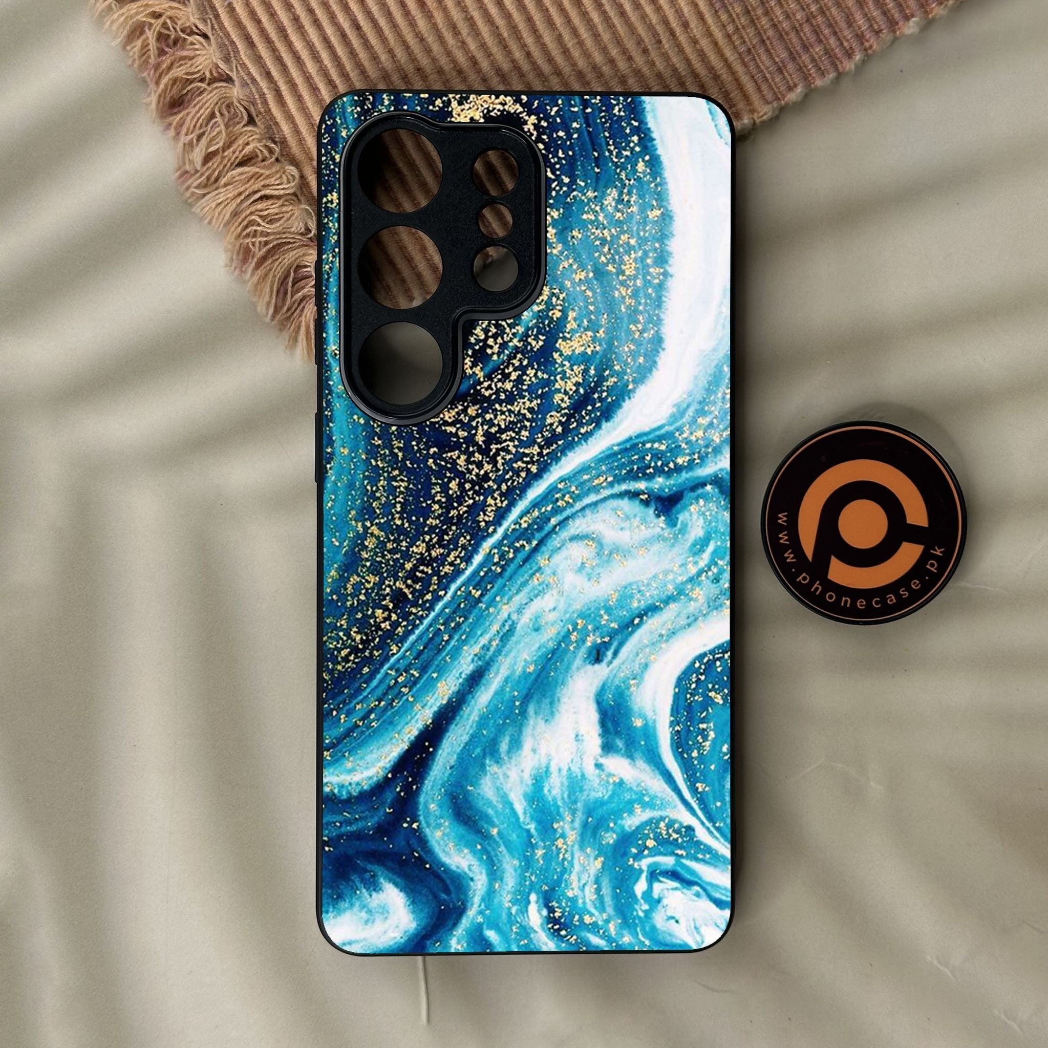 Galaxy S26 Ultra - Blue Marble Design 5 - Premium Metal Printed Soft Bumper Shock Proof Case