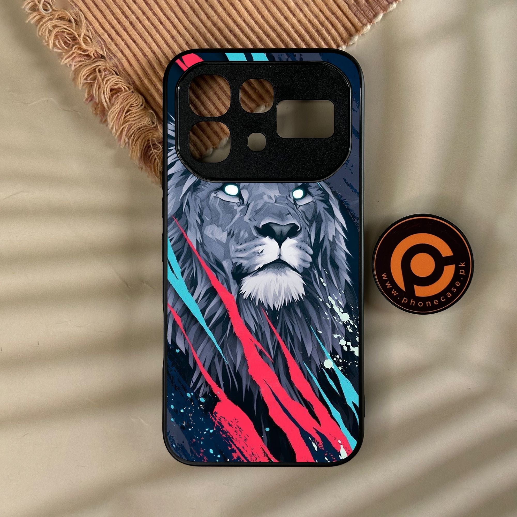 Infinix Note 60 - Abstract Animated Lion - Premium Metal Printed Soft Bumper Shock Proof Case
