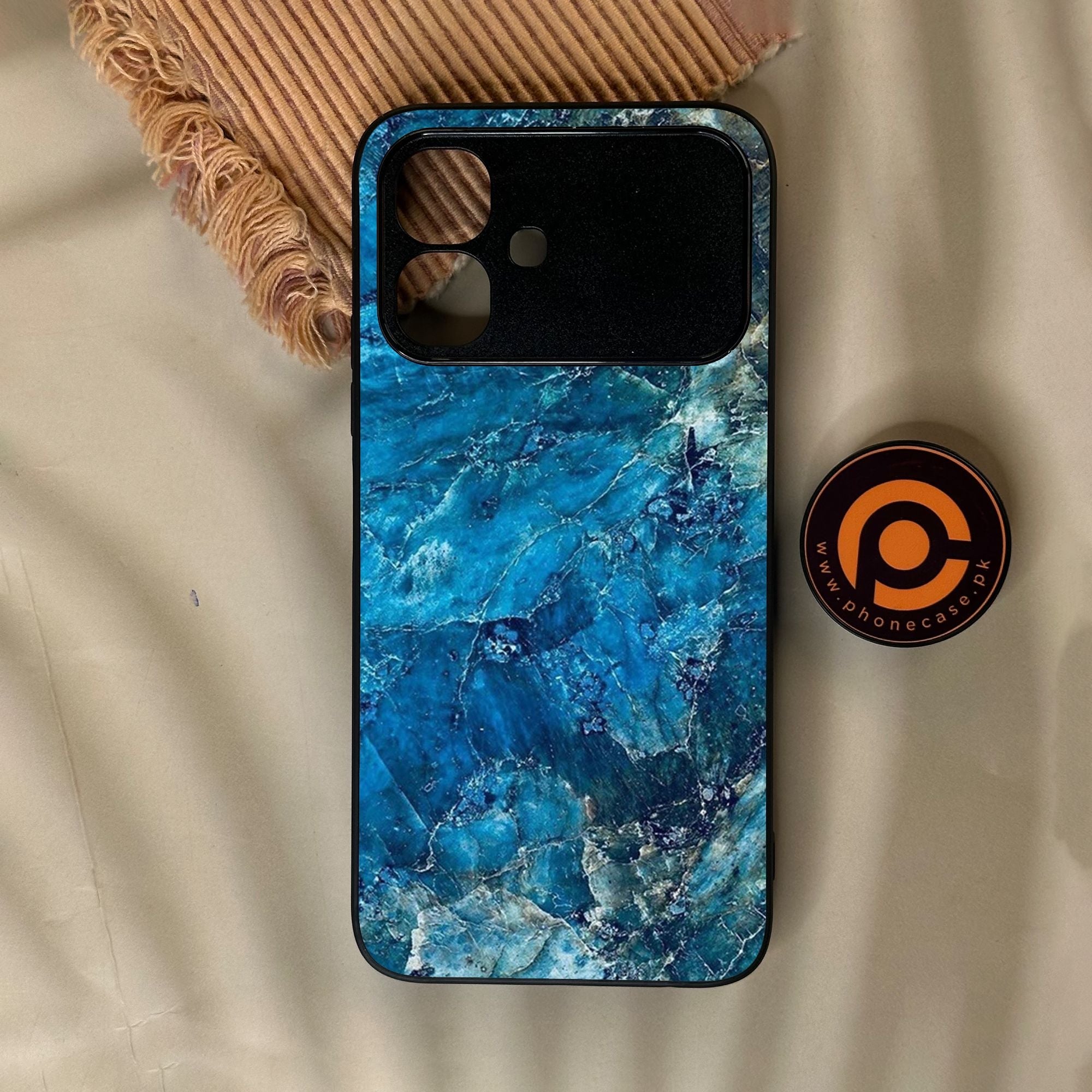 Infinix Smart 20 - Blue Marble Design 10 - Premium Metal Printed Soft Bumper Shock Proof Case