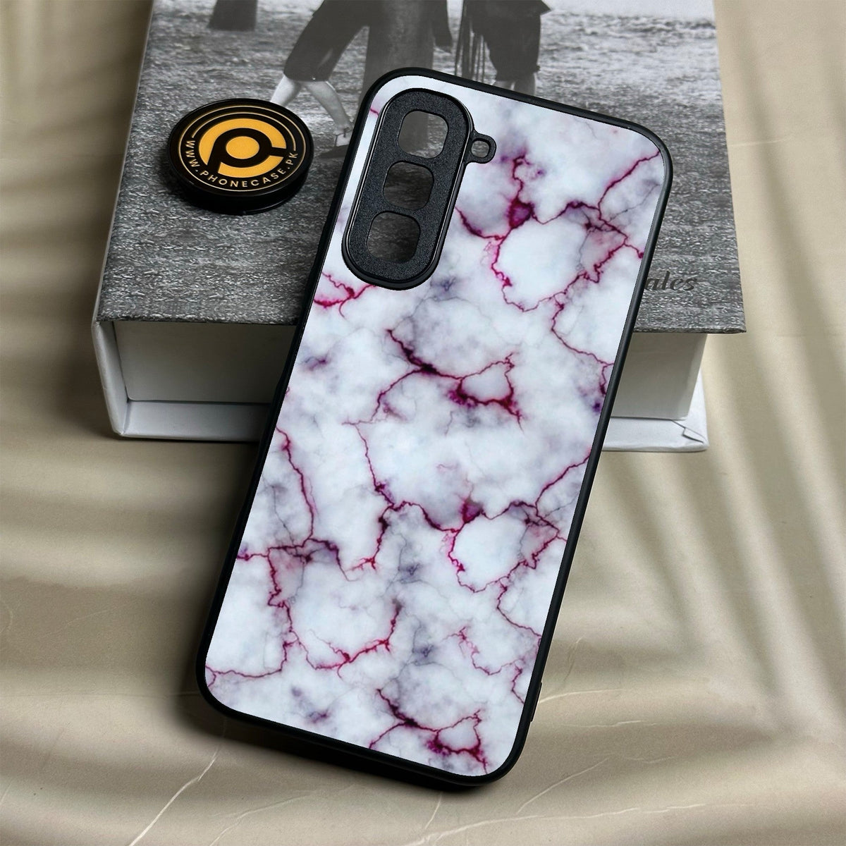 Infinix Hot 70 - White Design 1 - Premium Metal Printed Soft Bumper Shock Proof Case