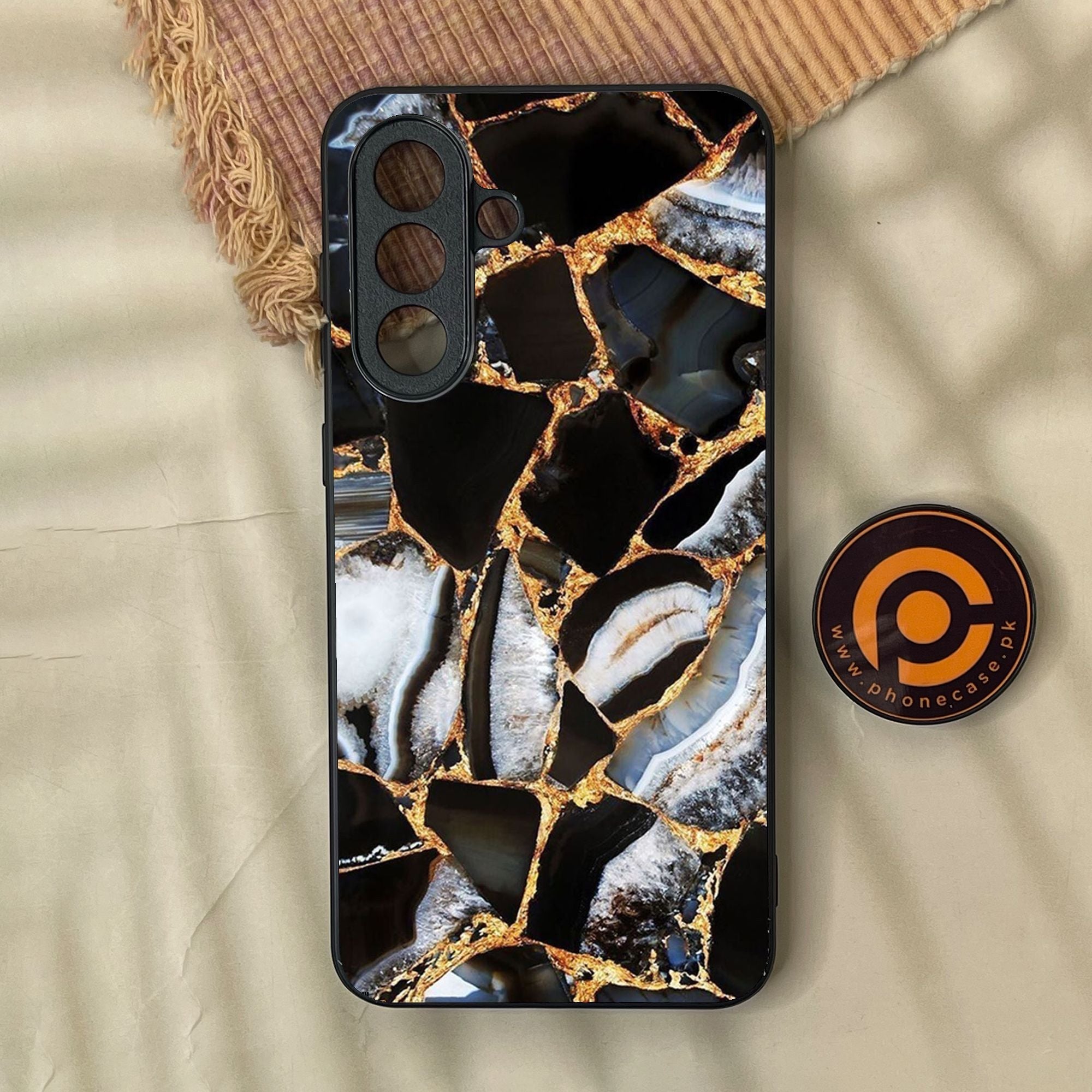 Samsung Galaxy A37 - Black Marble Design 5 - Premium Metal Printed Soft Bumper Shock Proof Case
