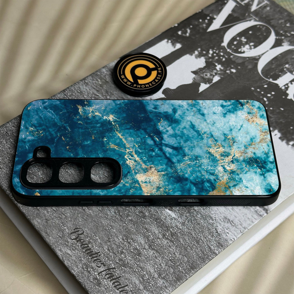 Infinix Hot 70 Pro - Blue Marble Design 4 - Premium Metal Printed Soft Bumper Shock Proof Case
