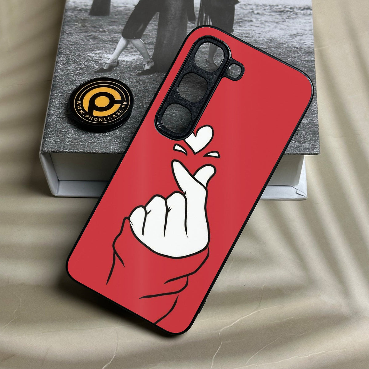 Infinix Hot 70 Pro - Finger Heart Bts - Premium Metal Printed Soft Bumper Shock Proof Case