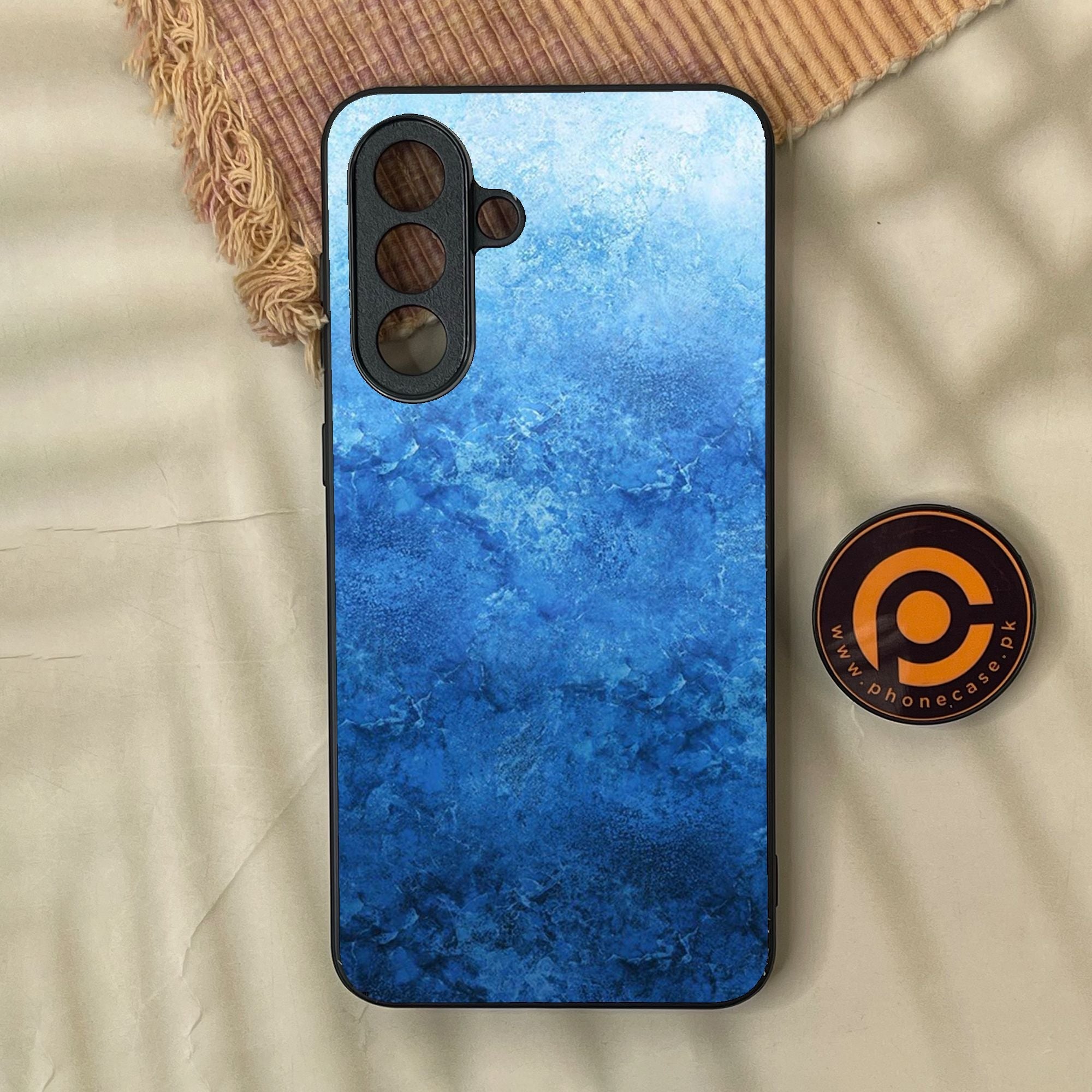 Samsung Galaxy A57 - Blue Marble Design 2 - Premium Metal Printed Soft Bumper Shock Proof Case