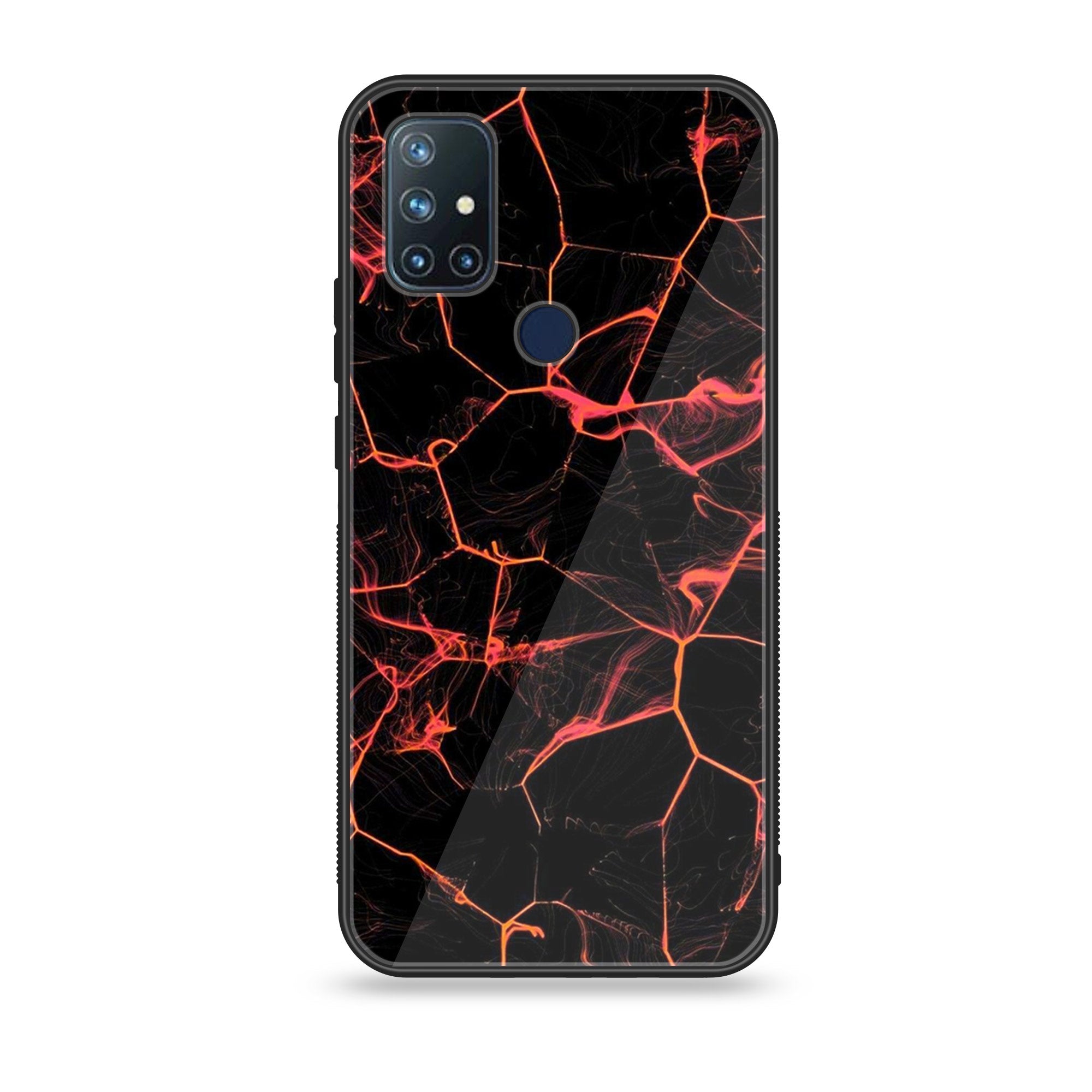 OnePlus Nord N10- Black Marble Series - Premium Printed Glass soft Bumper shock Proof Case