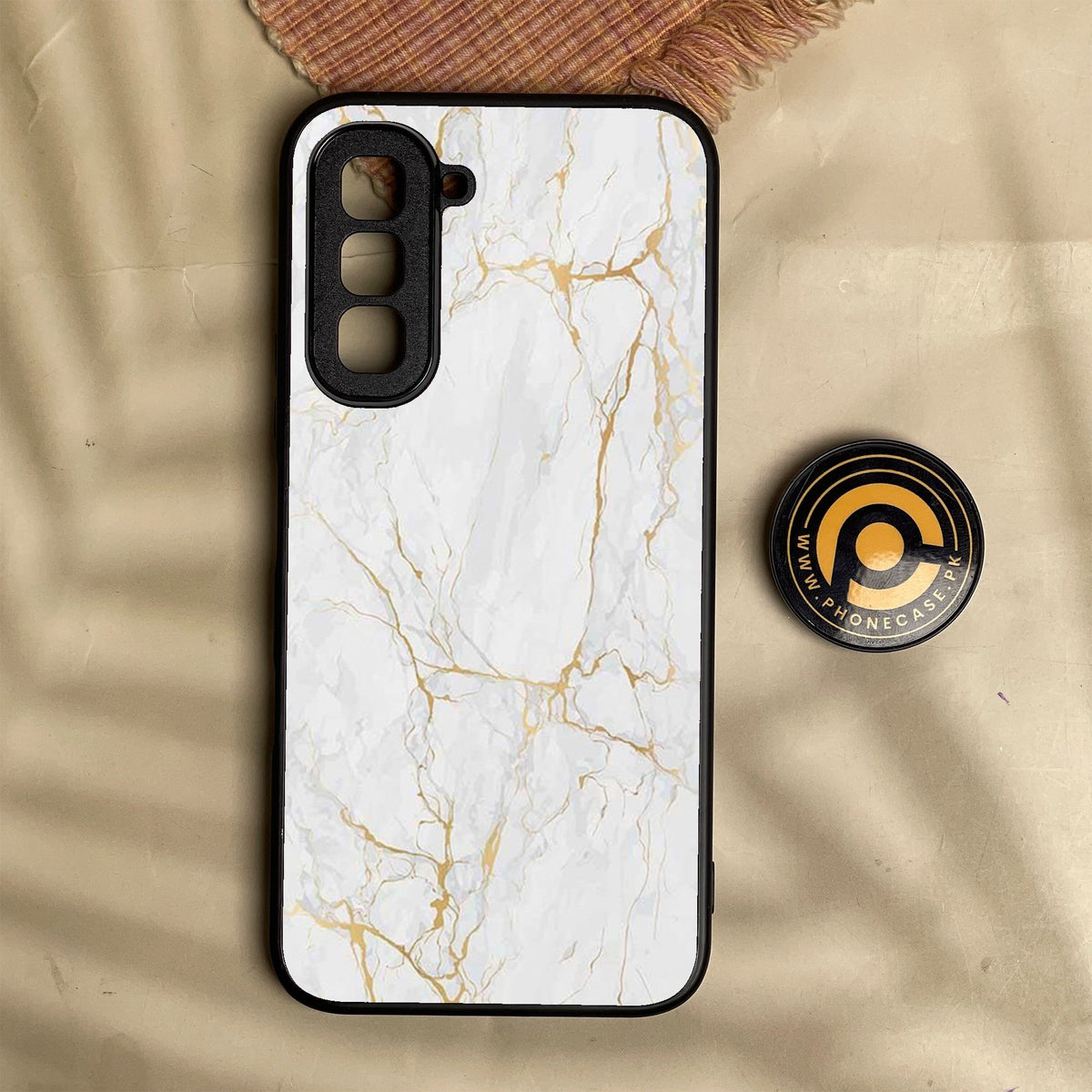 Infinix Hot 70 - White Design 8 - Premium Metal Printed Soft Bumper Shock Proof Case