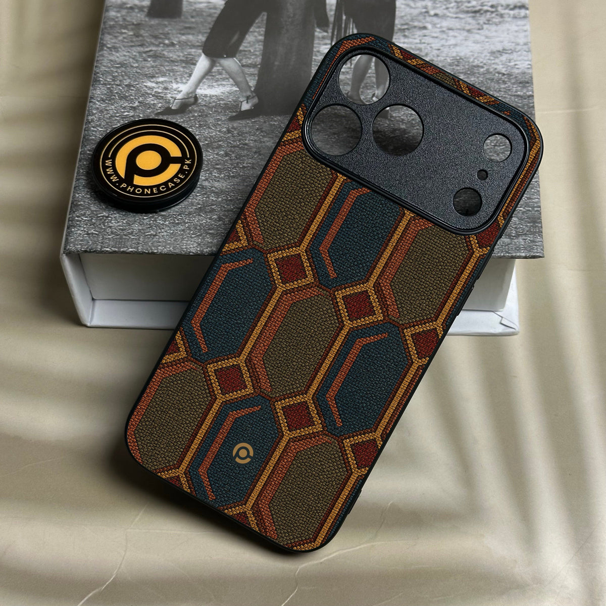 Iphone 18 Pro Max - Classic Weave Design 7 - Premium Metal Printed Soft Bumper Shock Proof Case