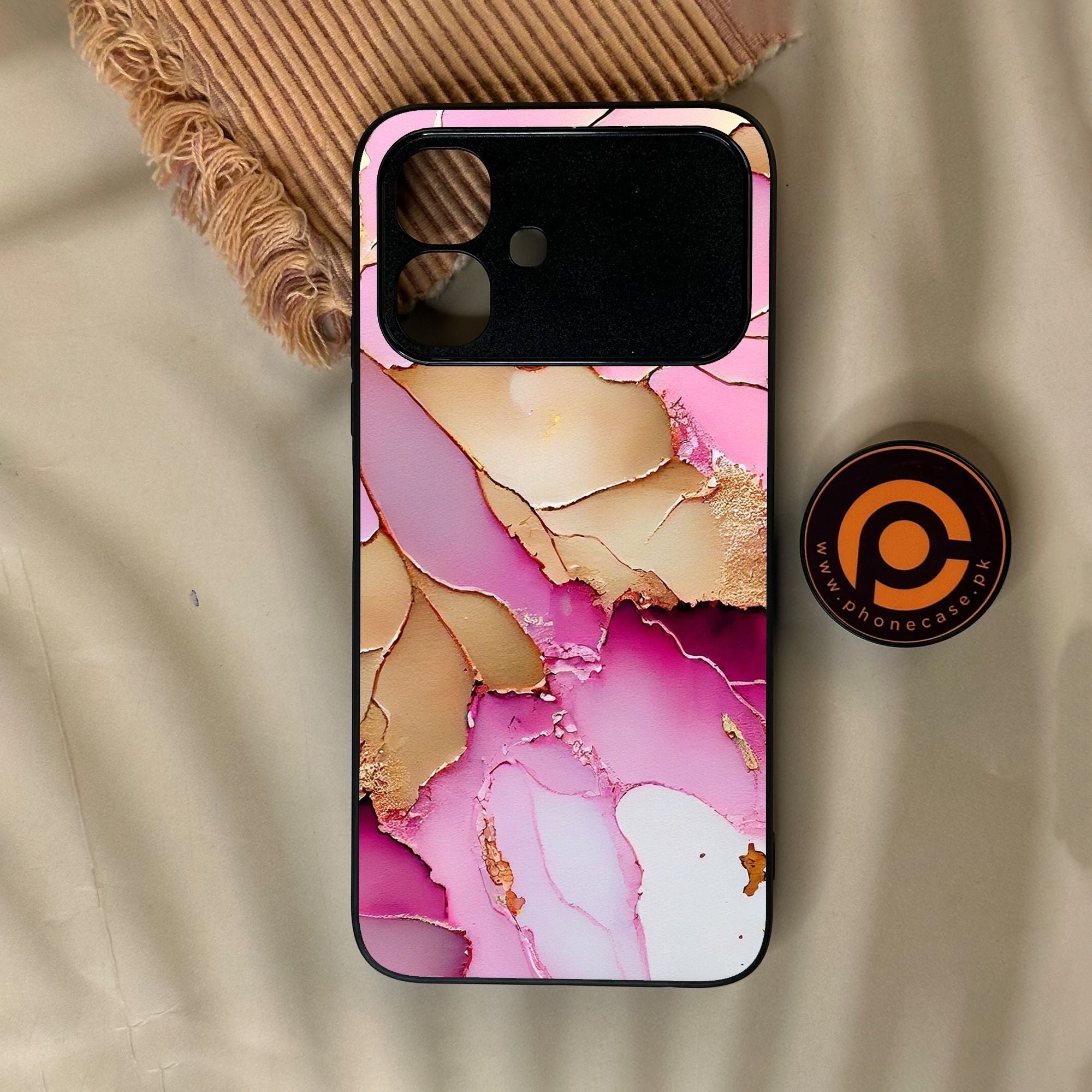 Infinix Smart 20 - Pink Marble 2.0 Design 4 - Premium Metal Printed Soft Bumper Shock Proof Case