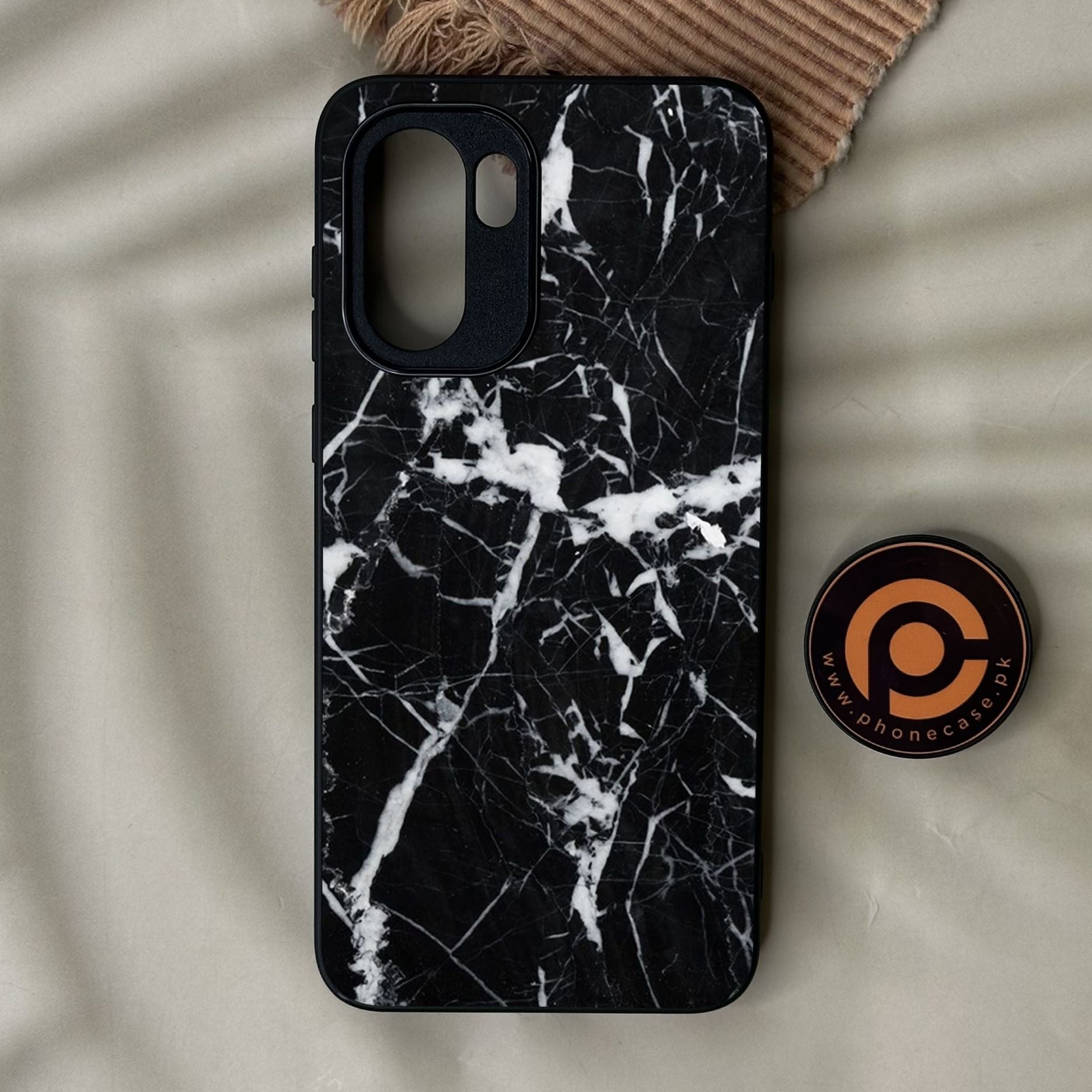 OnePlus 15R - Black Marble Design 6 - Premium Metal Printed Soft Bumper Shock Proof Case
