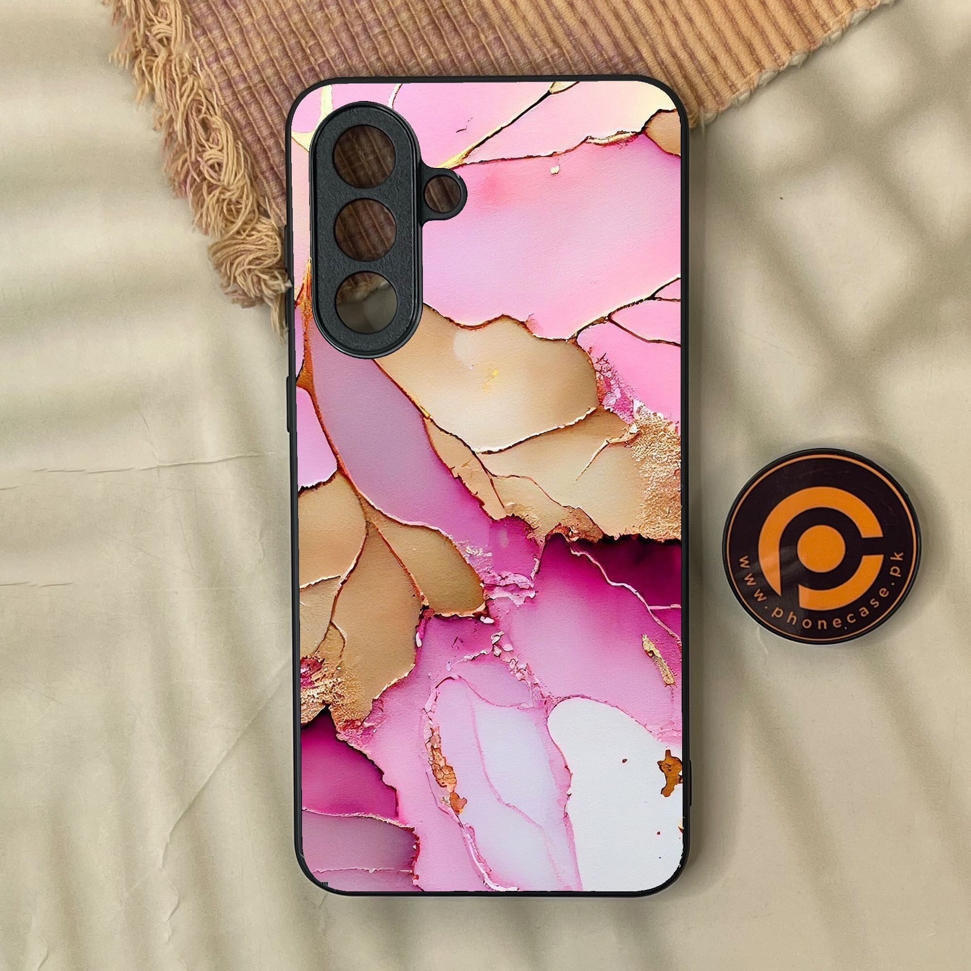 Samsung Galaxy A37 - Pink Marble 2.0 Design 4 - Premium Metal Printed Soft Bumper Shock Proof Case