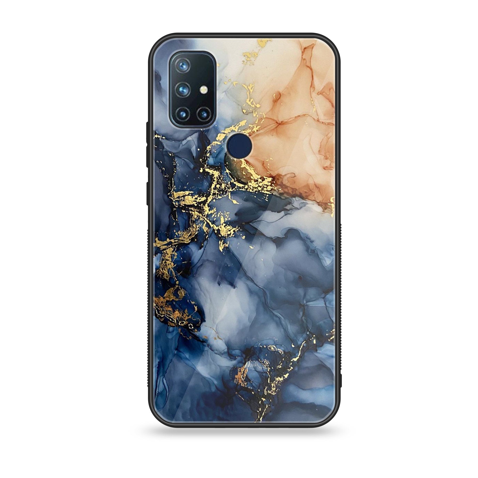 OnePlus Nord N10- Blue Marble Series - Premium Printed Glass soft Bumper shock Proof Case