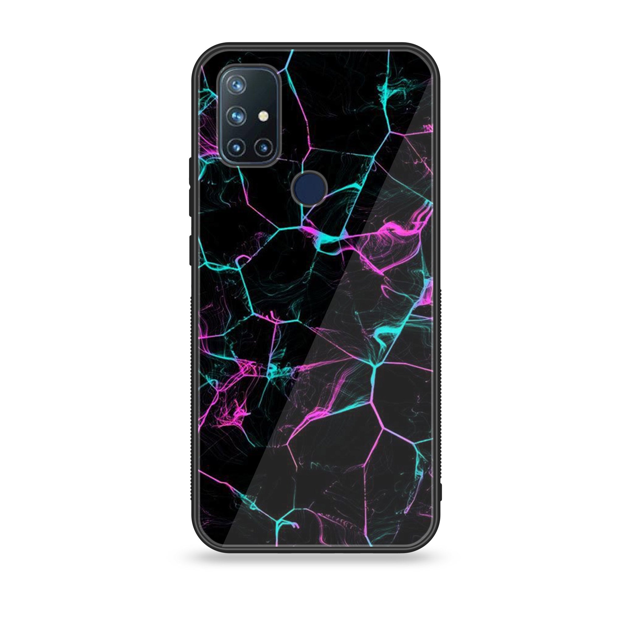 OnePlus Nord N10- Black Marble Series - Premium Printed Glass soft Bumper shock Proof Case