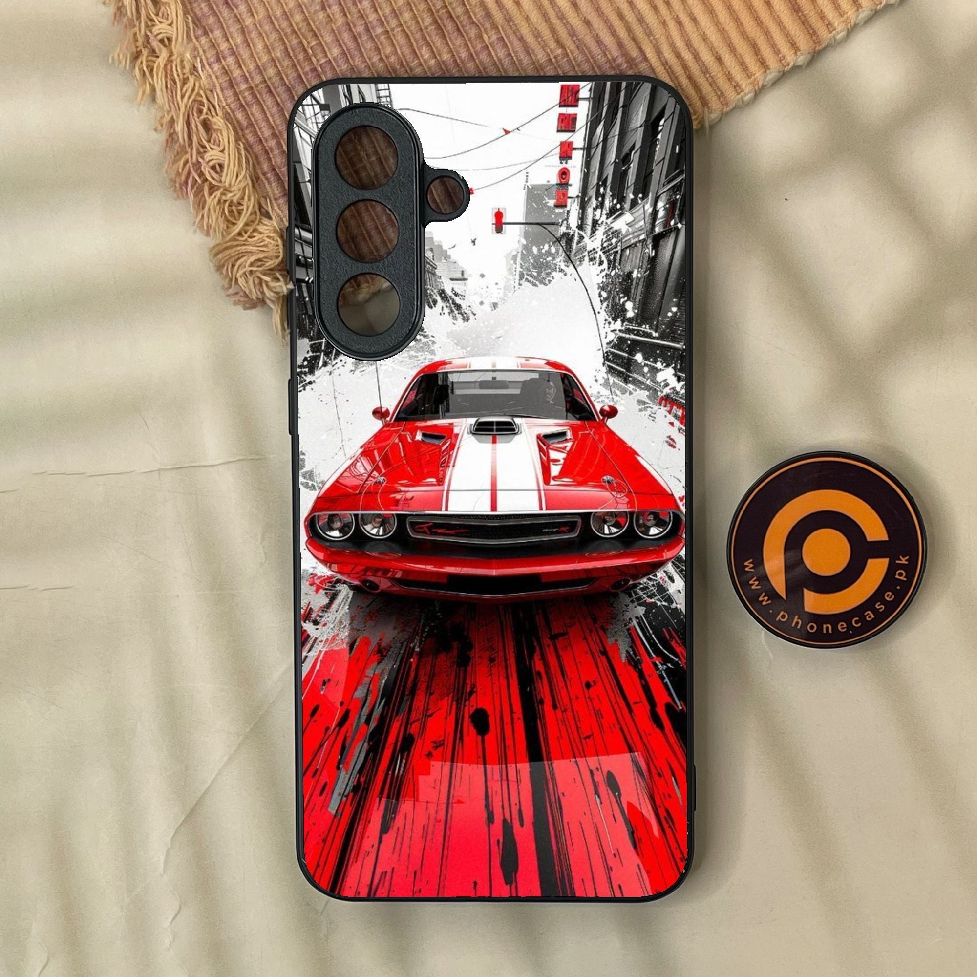 Samsung Galaxy A37 - Red Muscle Car Thrill - Premium Metal Printed Soft Bumper Shock Proof Case