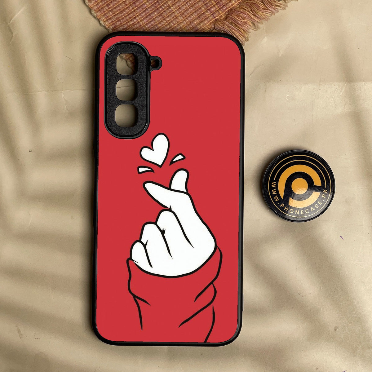 Infinix Hot 70 - Finger Heart Bts - Premium Metal Printed Soft Bumper Shock Proof Case