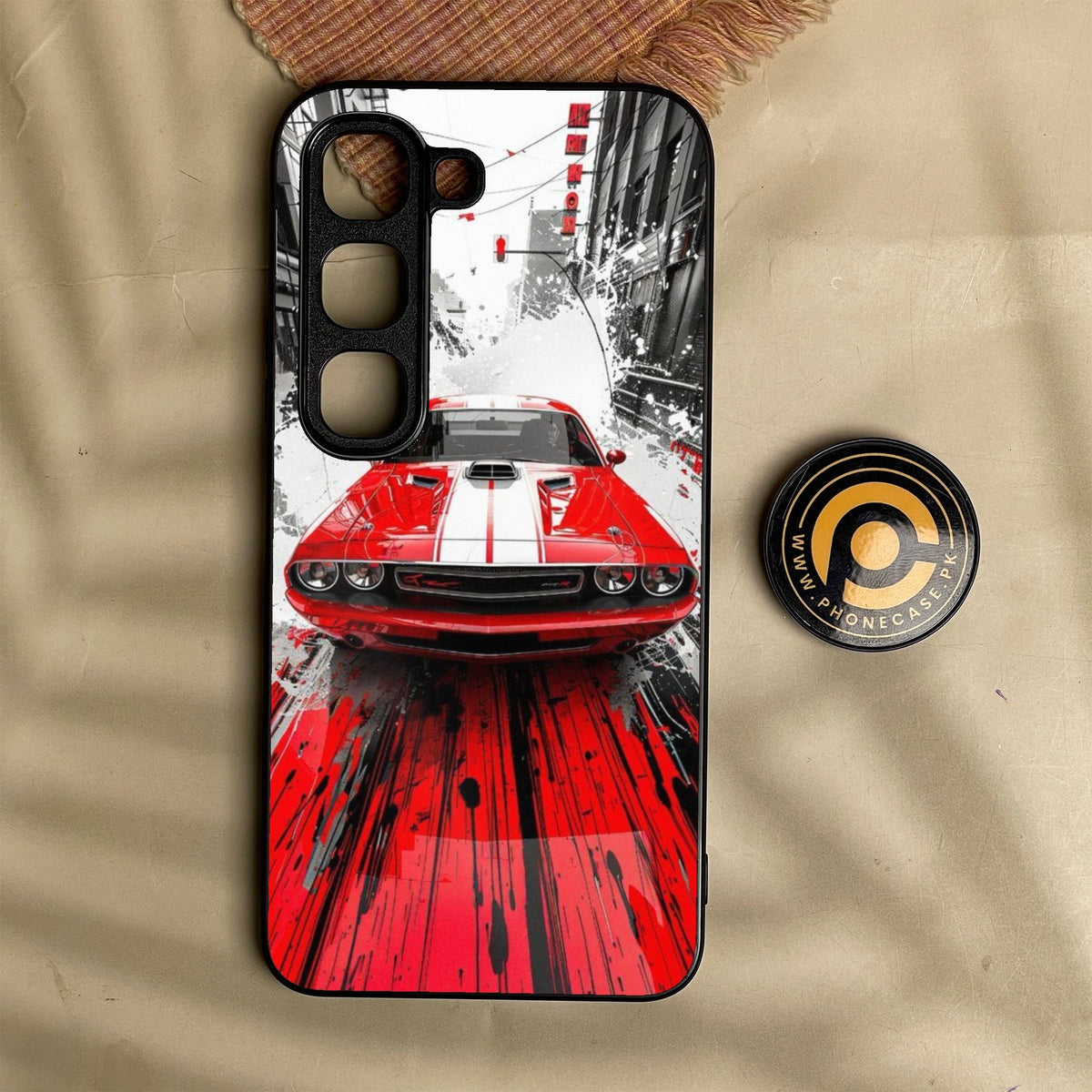 Infinix Hot 70 Pro - Red Muscle Car Thrill - Premium Metal Printed Soft Bumper Shock Proof Case