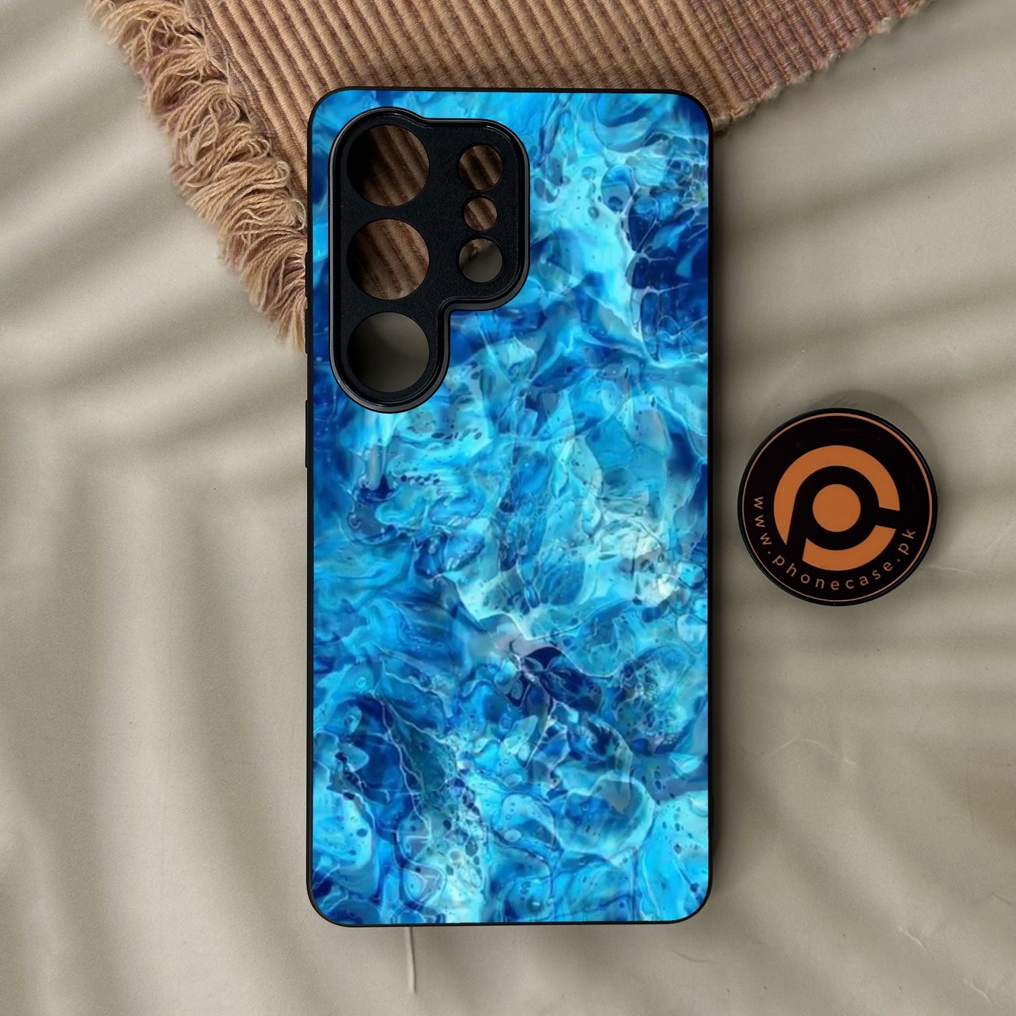 Galaxy S26 Ultra - Blue Marble Design 6 - Premium Metal Printed Soft Bumper Shock Proof Case
