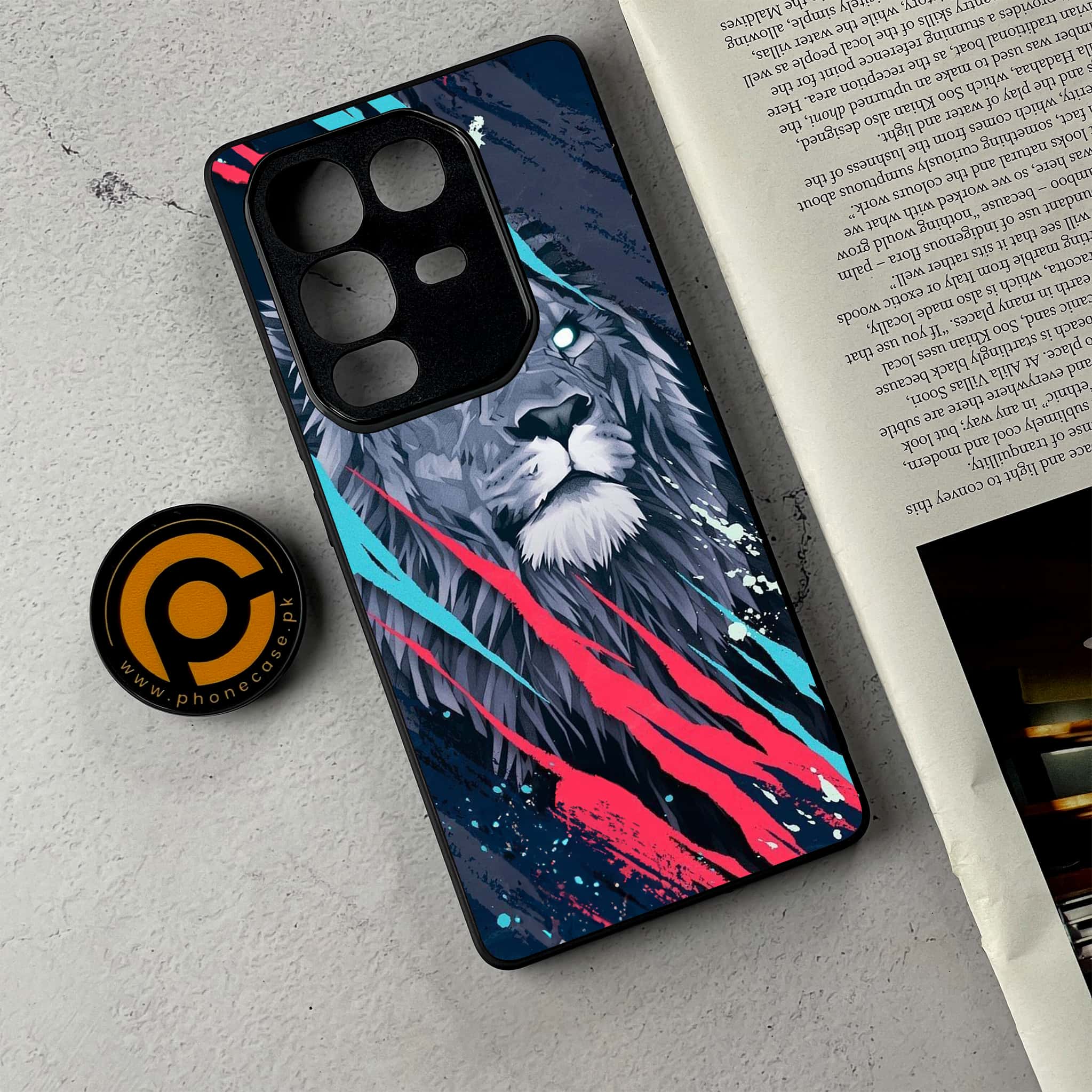 Infinix Note 50 Pro Plus - Abstract Animated Lion - Premium Metal Printed Soft Bumper Shockproof Case
